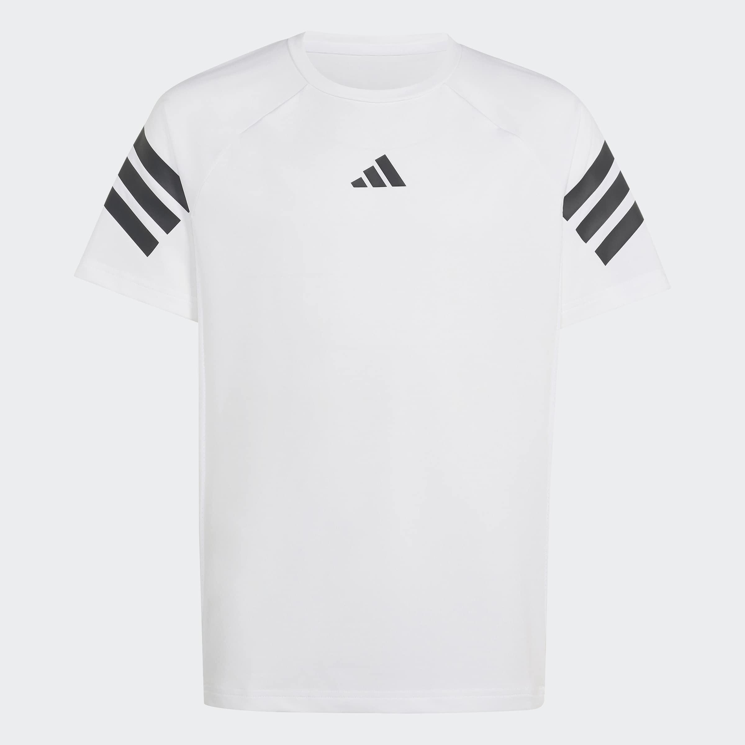 Kids Unisex Sport Icons 3 Stripes T-Shirt, White