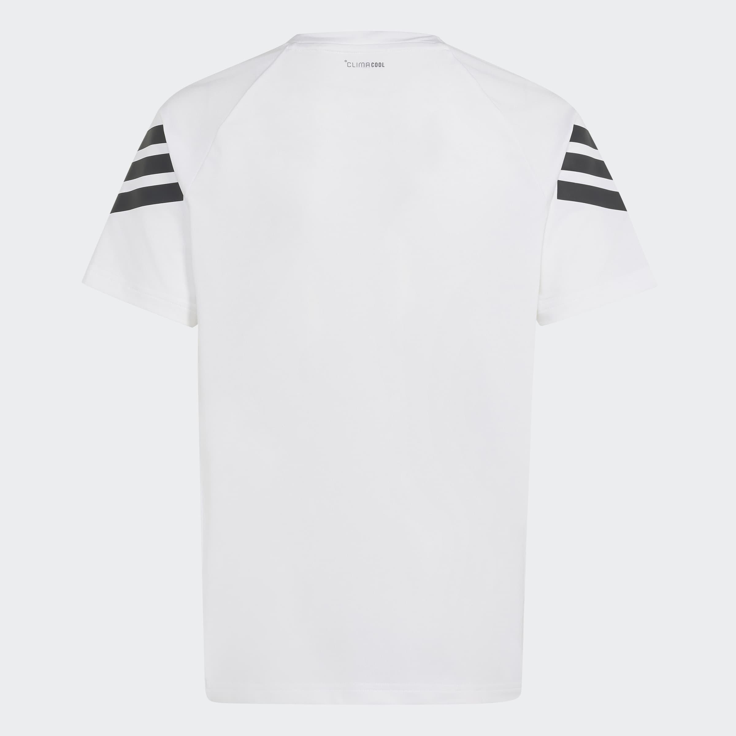 Kids Unisex Sport Icons 3 Stripes T-Shirt, White, A701_ONE, medium
