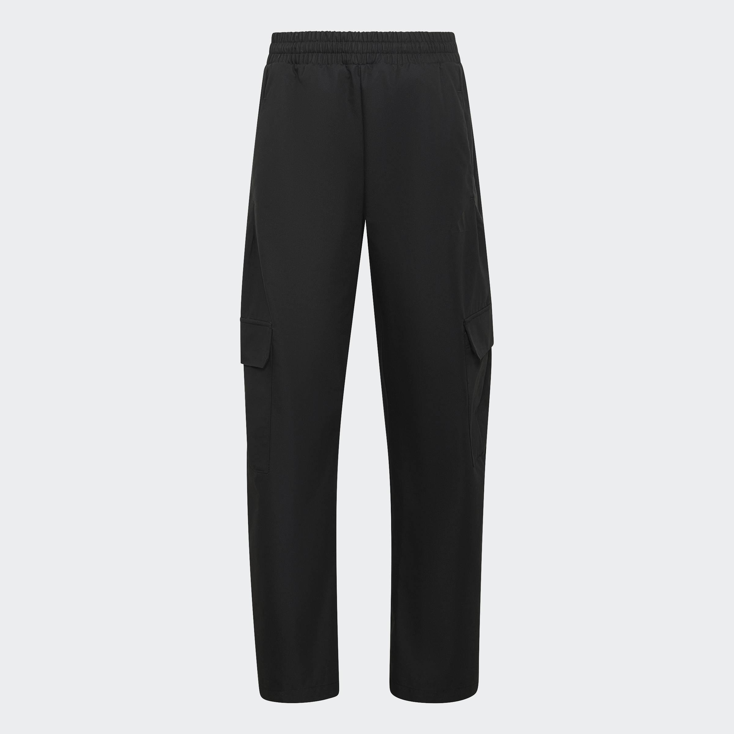 Kids Unisex Future Icons Barrel-Shaped Cargo Longer Length Trousers, Black