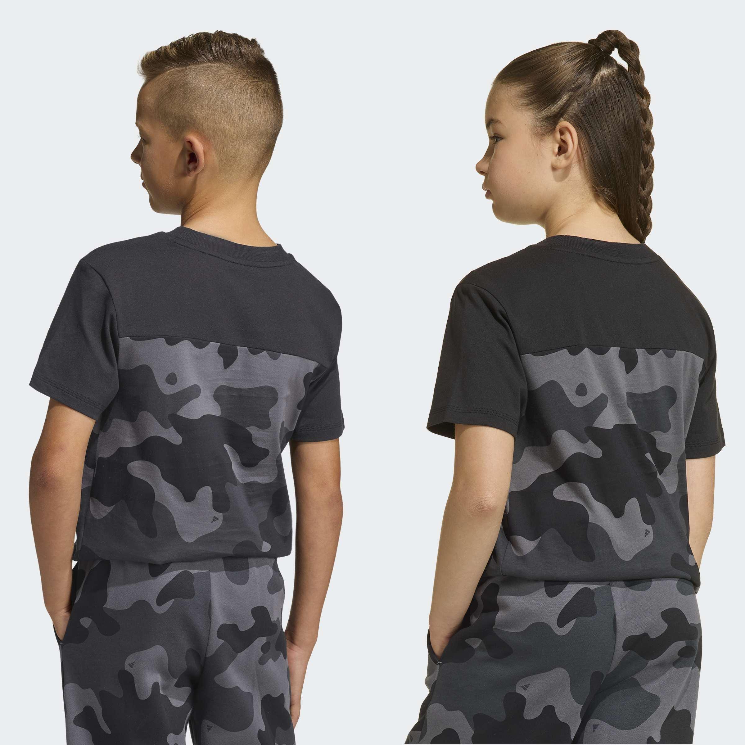 Kids Unisex Seasonal Essentials Camo Cotton T-Shirt, Black, A701_ONE, large image number 1