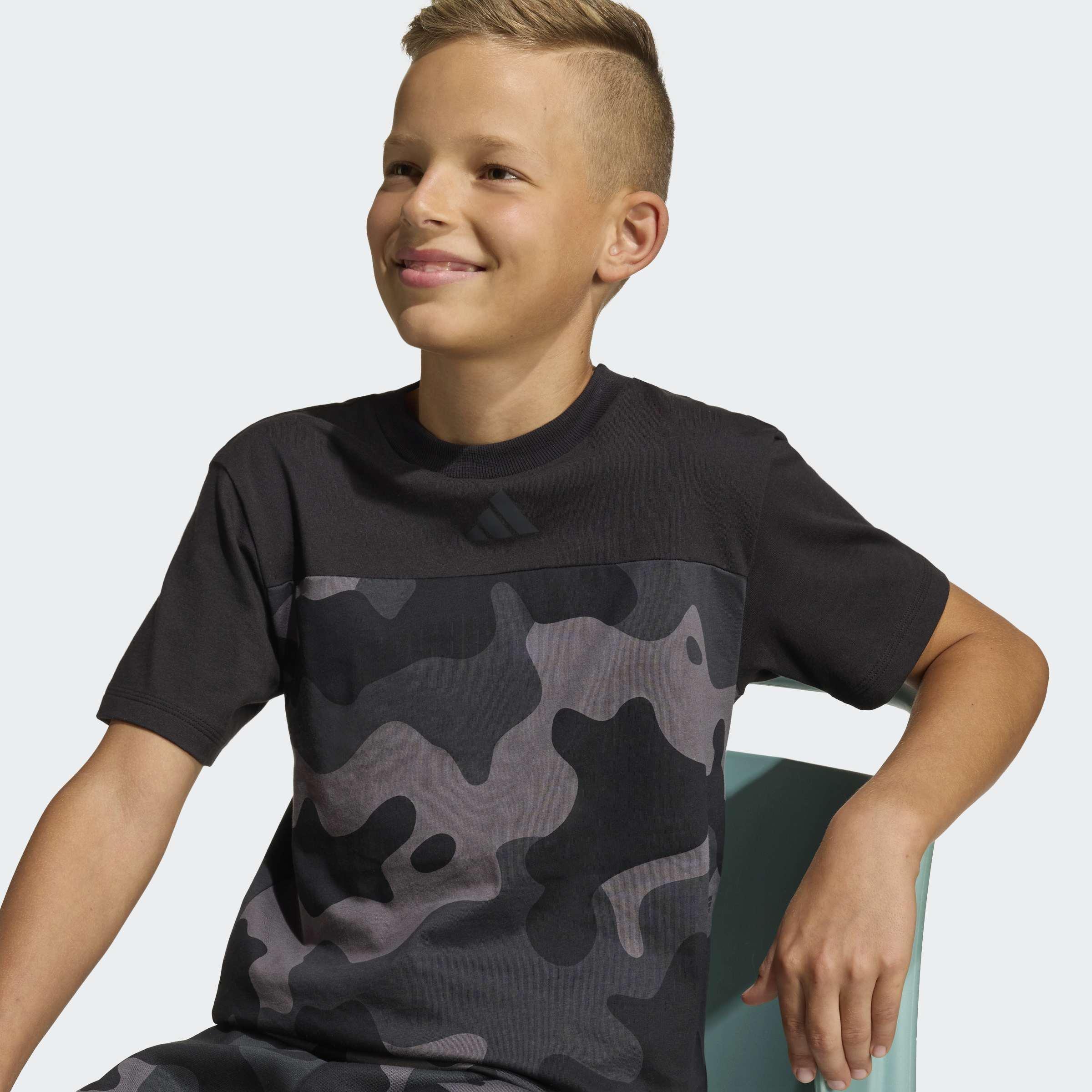 Kids Unisex Seasonal Essentials Camo Cotton T-Shirt, Black, A701_ONE, large image number 3