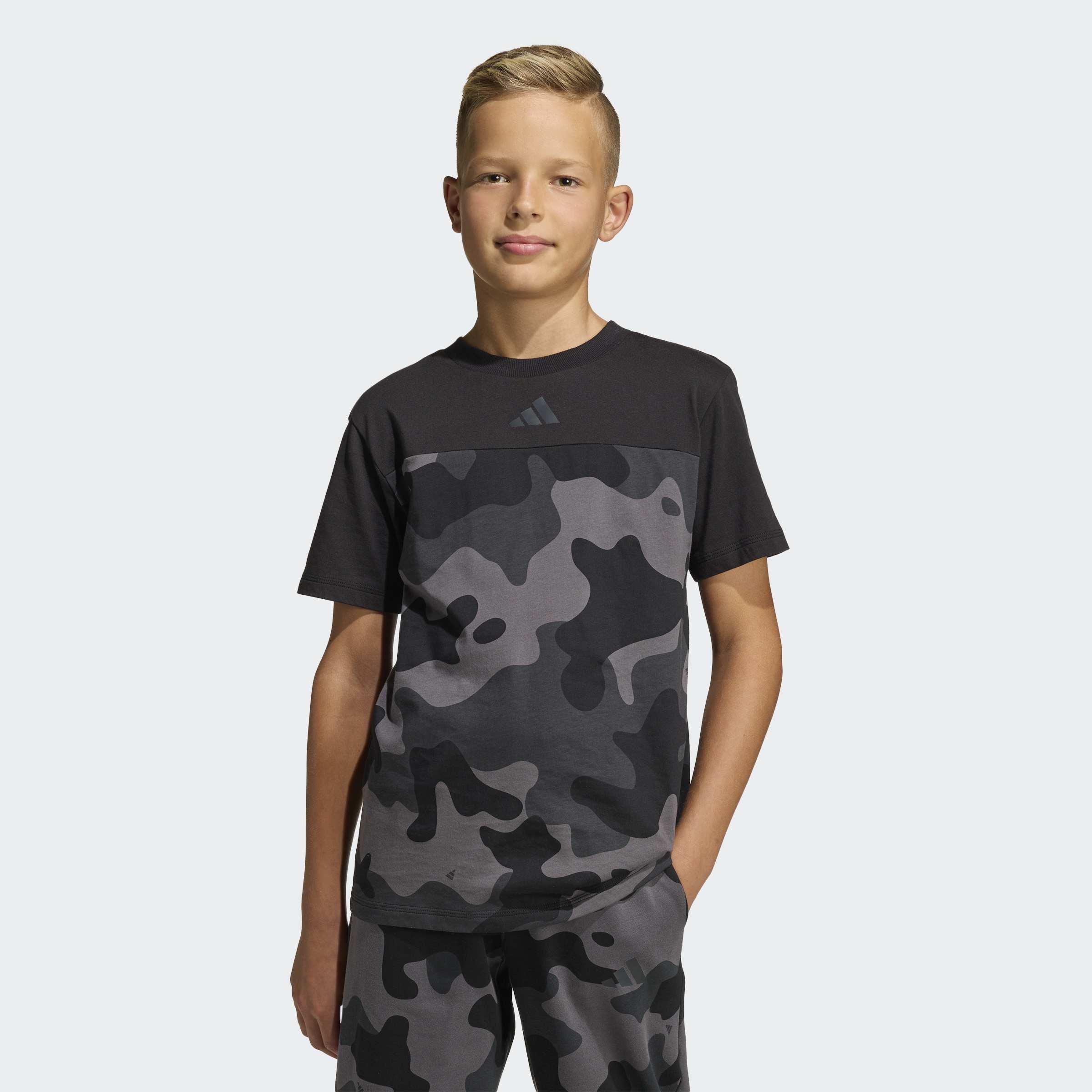 Kids Unisex Seasonal Essentials Camo Cotton T-Shirt, Black, A701_ONE, large image number 6