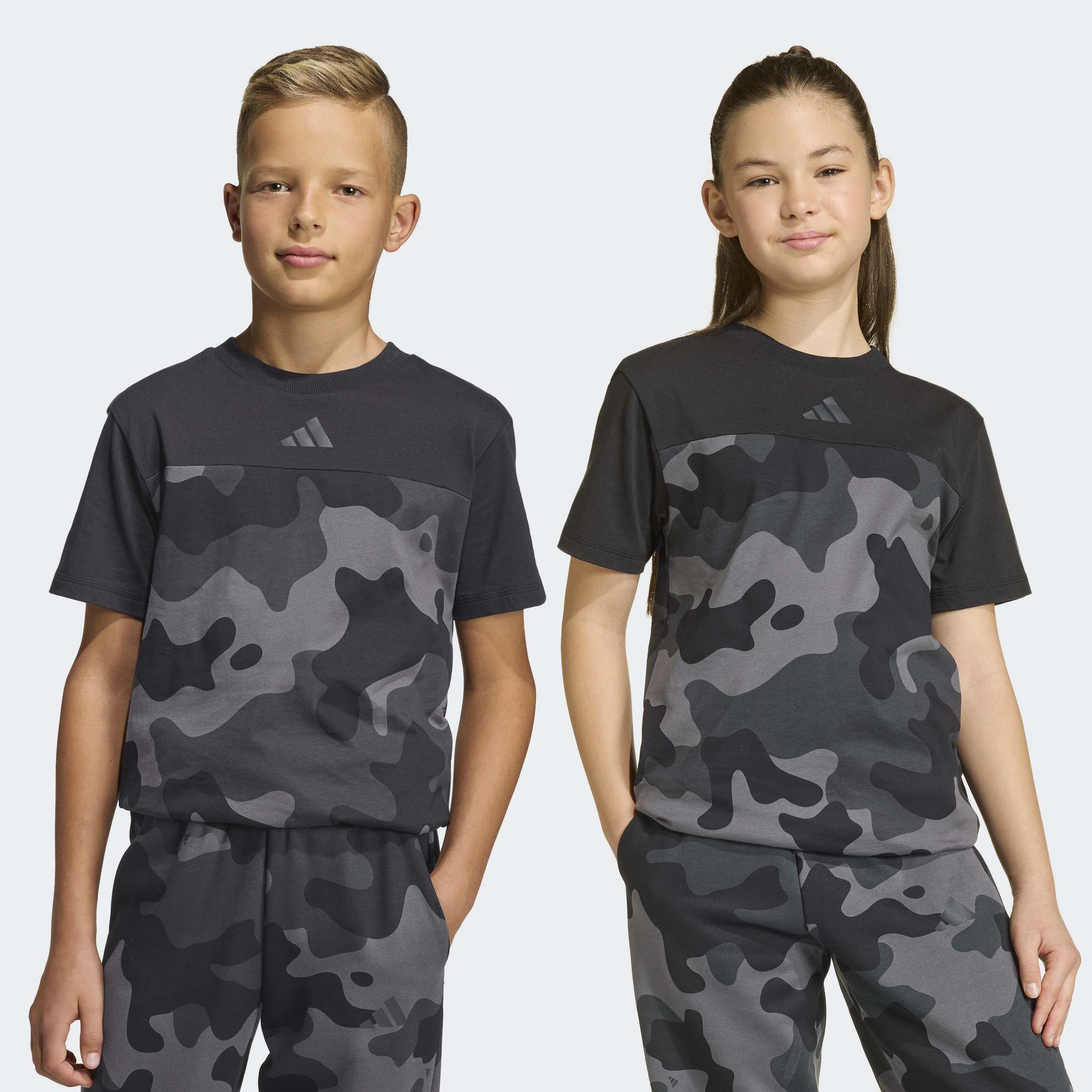 Kids Unisex Seasonal Essentials Camo Cotton T-Shirt, Black, A701_ONE, large image number 7