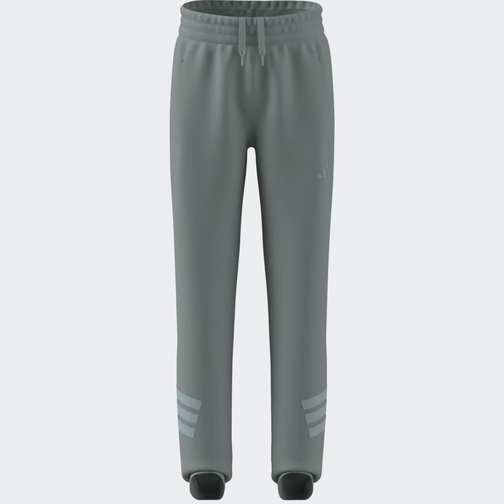 Kids Unisex Future Icons 3-Stripes Cuffed Tracksuit Bottoms, Green, A701_ONE, large image number 3