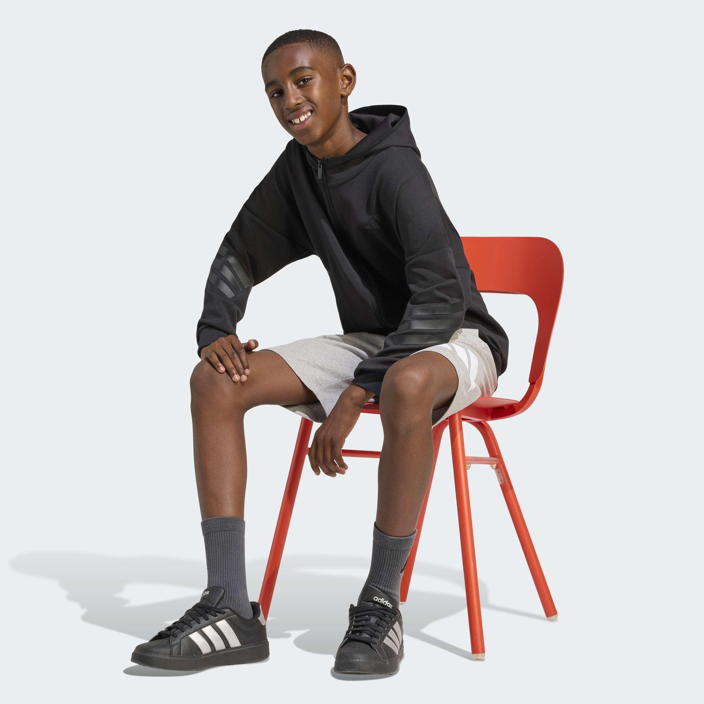 Kids Unisex Future Icons 3 Stripes Full Zip Hoodie, Black, A701_ONE, large image number 5