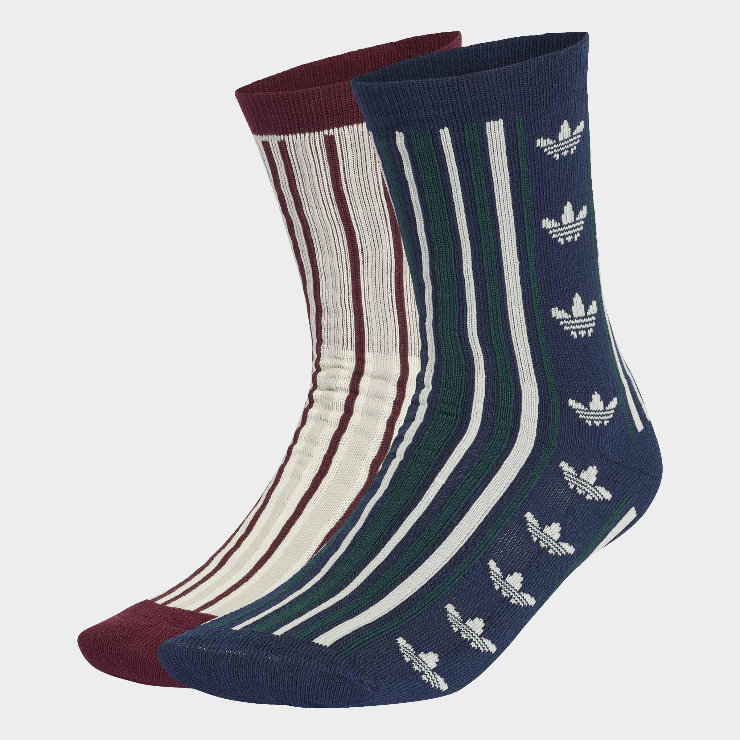 Unisex Adidas Originals Crew Socks 2 Pairs In Gift Box, Blue, A701_ONE, large image number 3