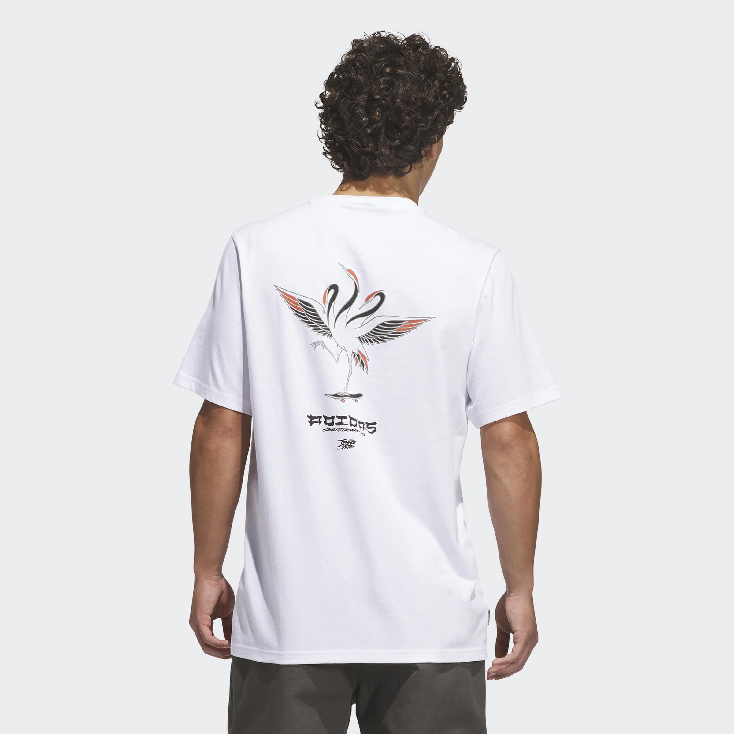 Unisex Skateboarding X Temple Of Skate Crane T-Shirt, White, A701_ONE, large image number 2