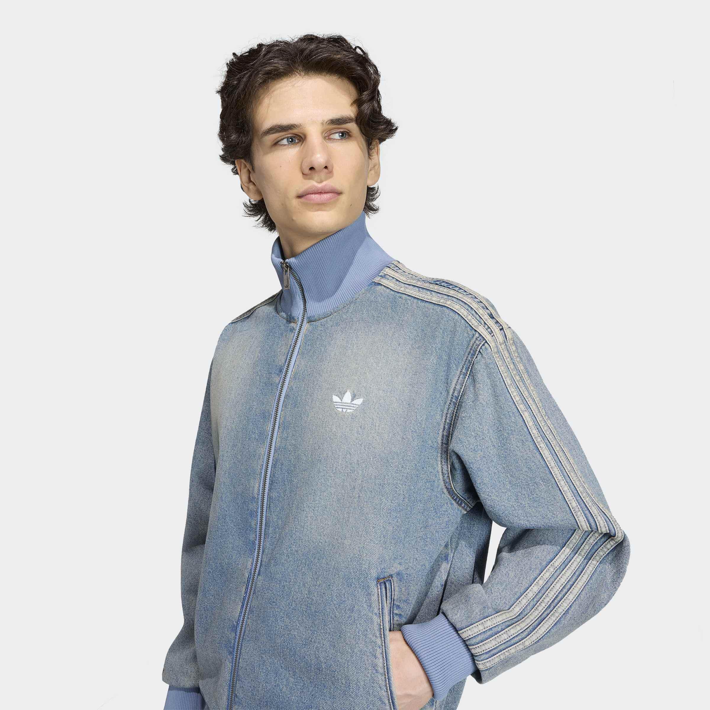 Firebird Adicolor Denim Track Top, Blue, A701_ONE, large image number 3
