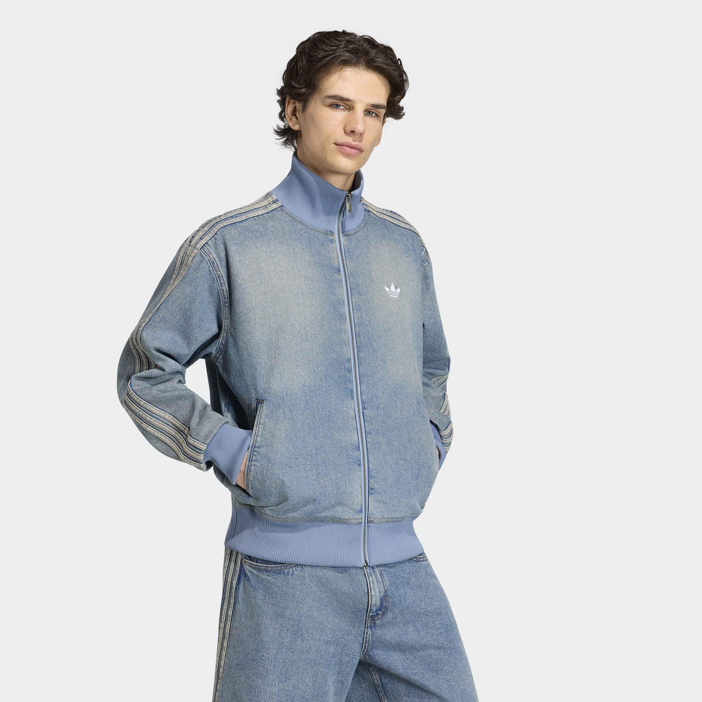 Firebird Adicolor Denim Track Top, Blue, A701_ONE, large image number 5