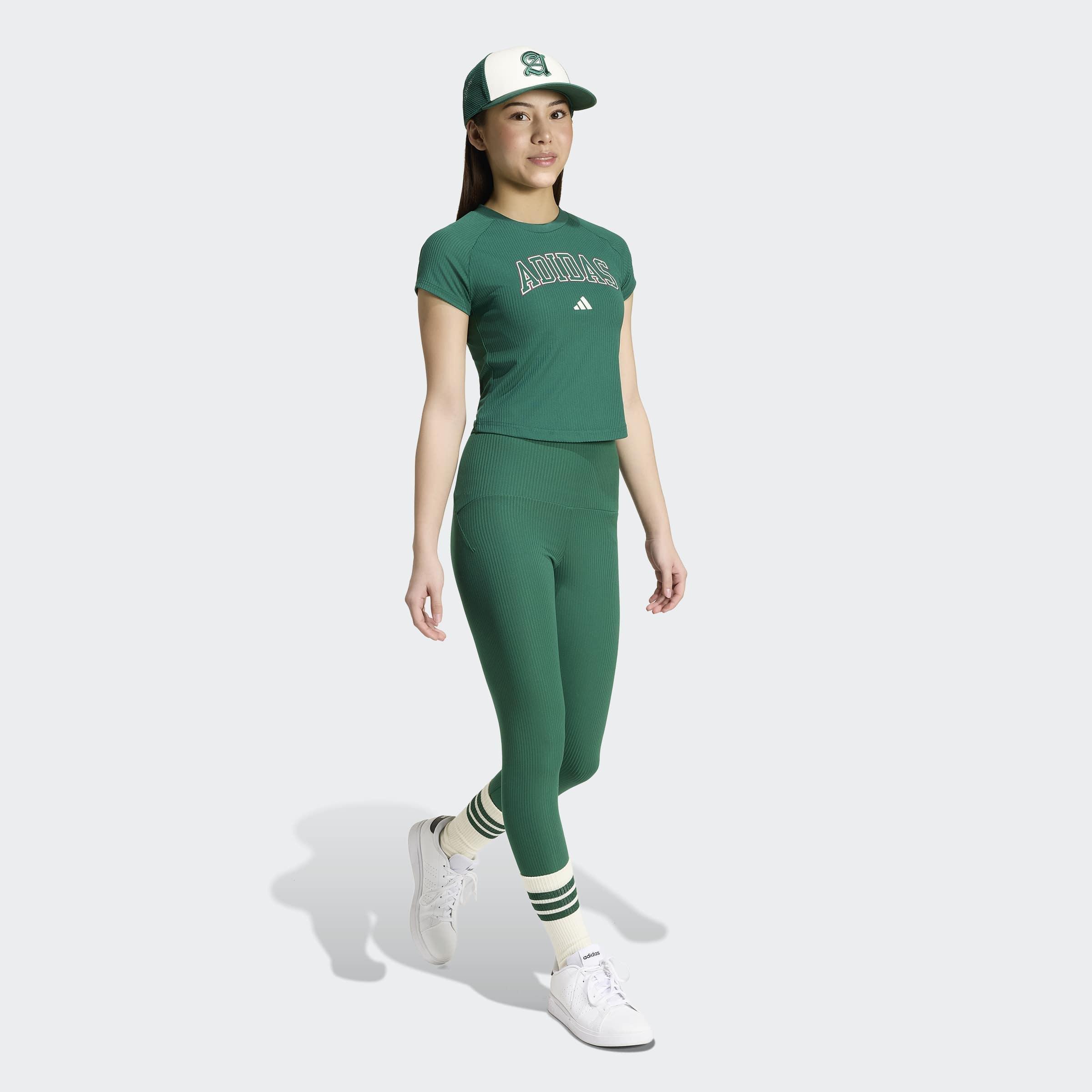 Kids Sport Seasonals Collegiate Typography Leggings Junior Girls, Green, A701_ONE, large image number 5