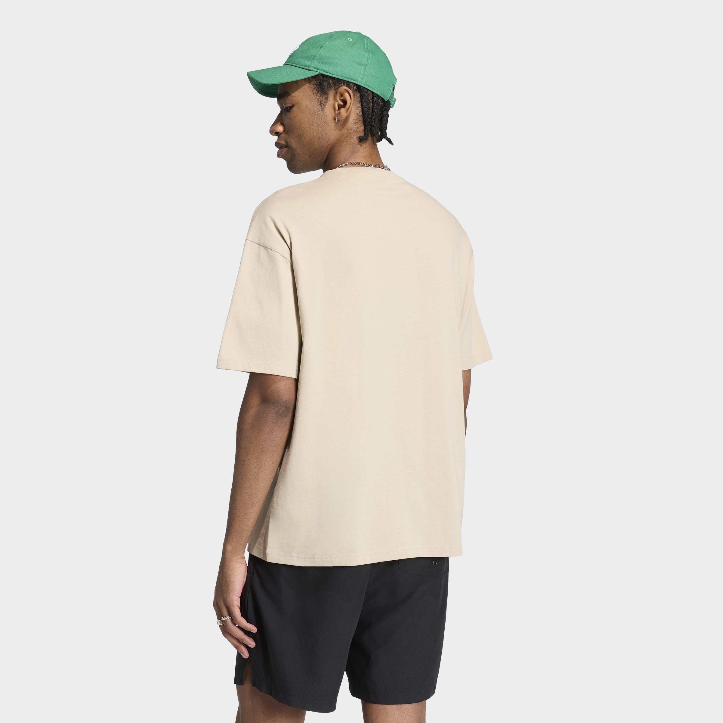Trefoil Essentials Loose Dropped Shoulder T-Shirt, Beige