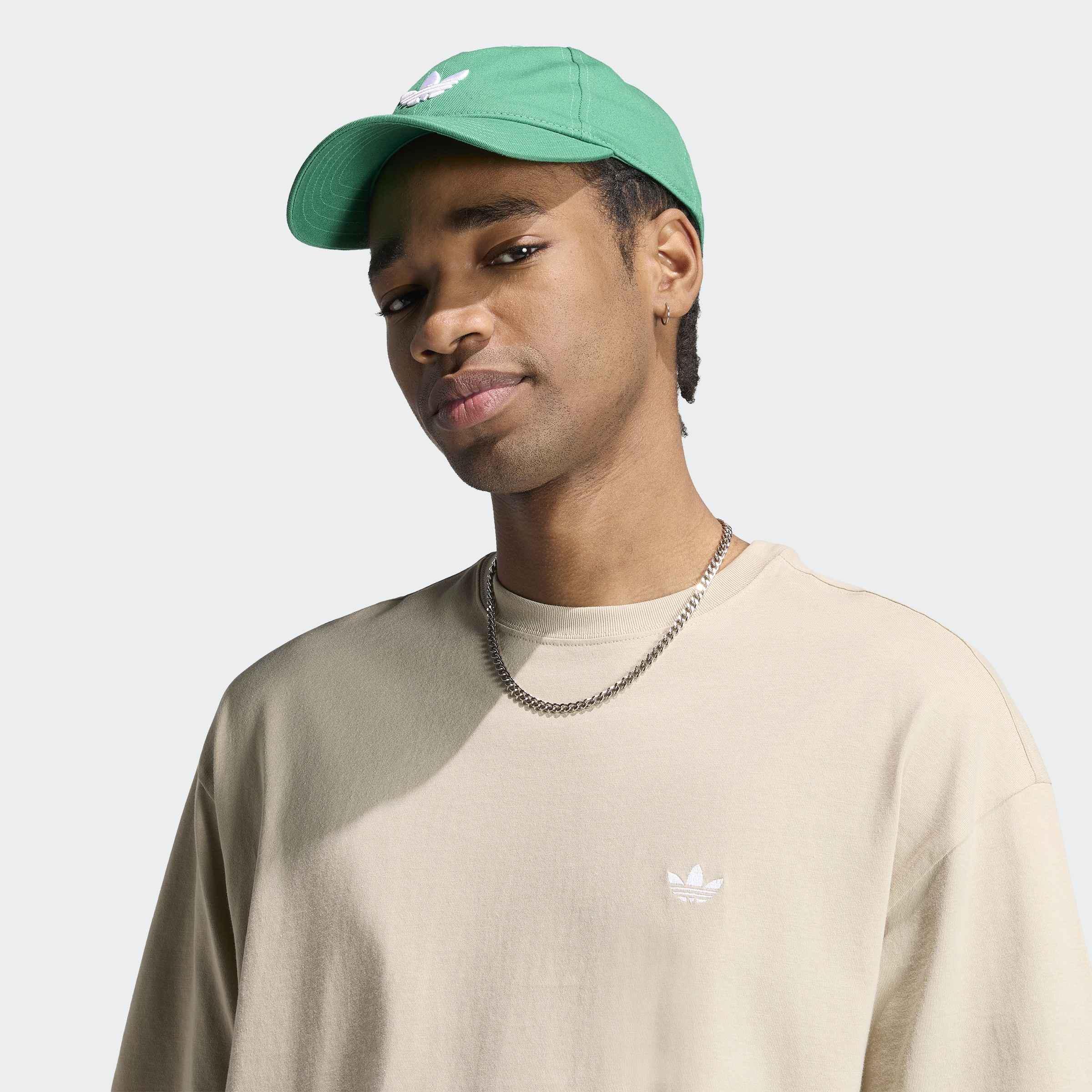 Trefoil Essentials Loose Dropped Shoulder T-Shirt, Beige, A701_ONE, large image number 2
