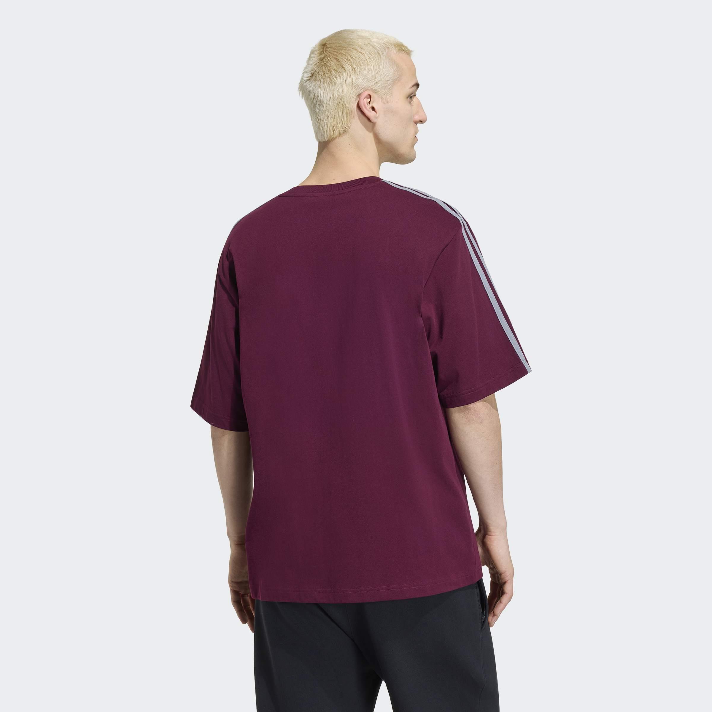 Adicolor 3-Stripes Oversized T-Shirt, Burgundy, A701_ONE, large image number 1