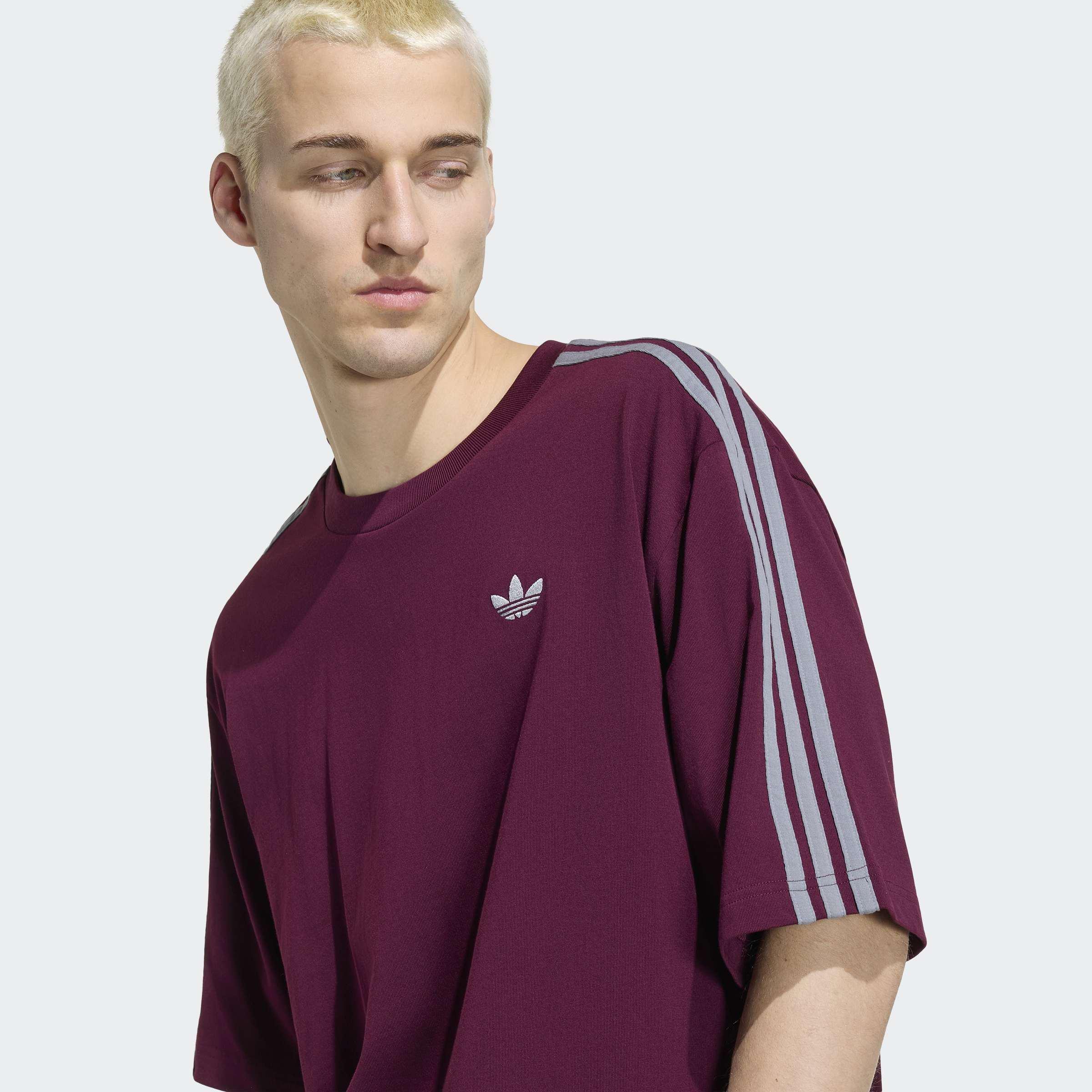 Adicolor 3-Stripes Oversized T-Shirt, Burgundy, A701_ONE, large image number 2