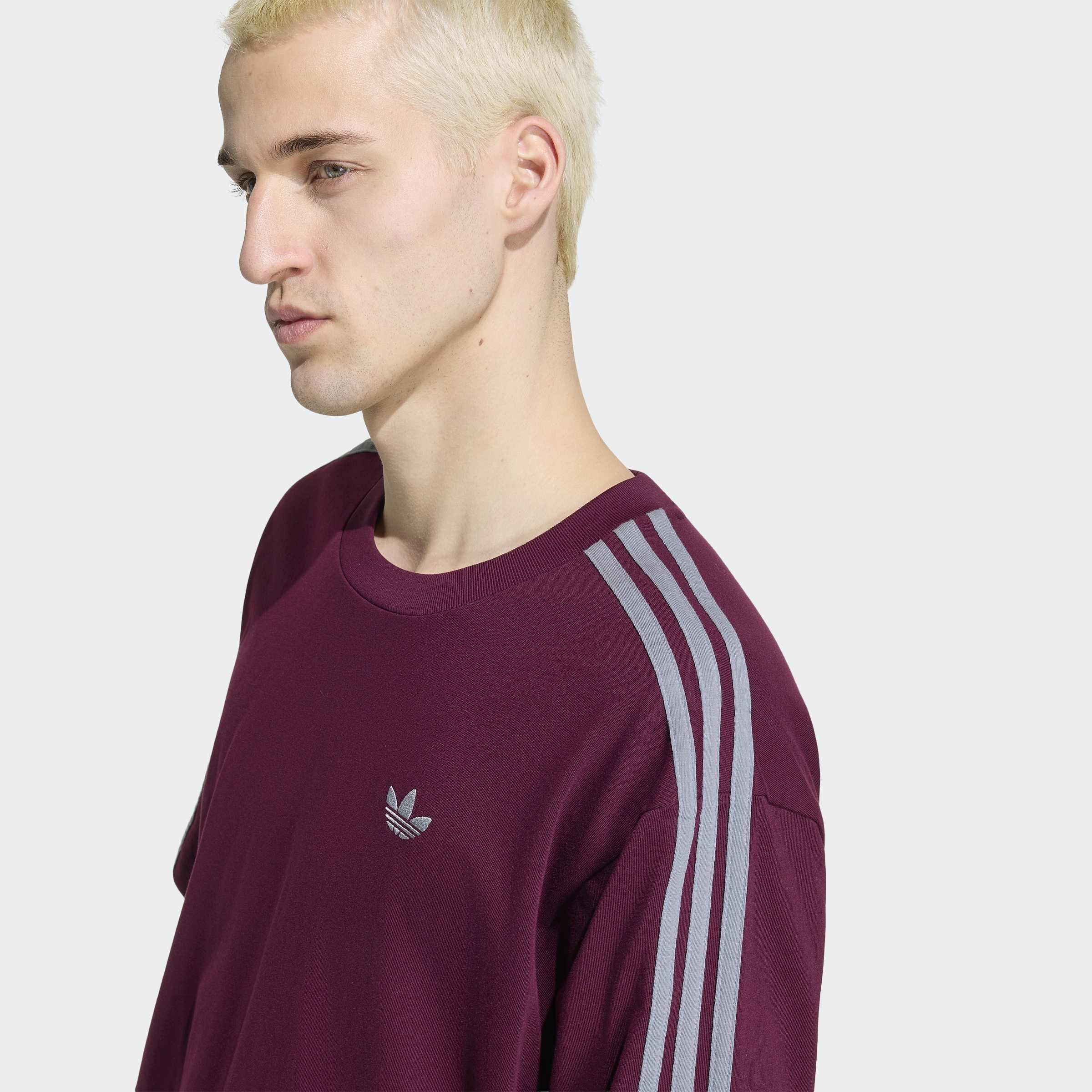 Adicolor 3-Stripes Oversized T-Shirt, Burgundy, A701_ONE, large image number 3