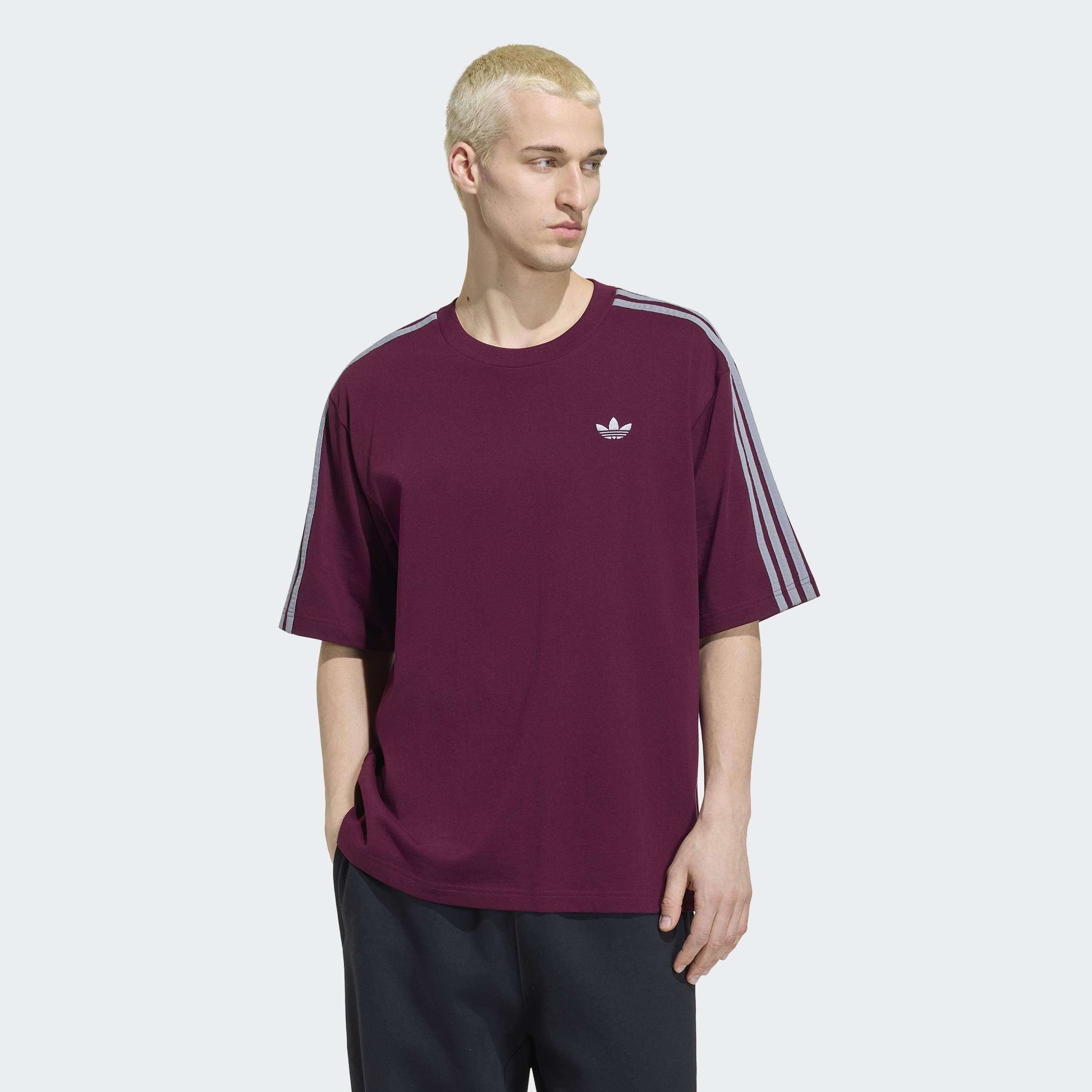 Adicolor 3-Stripes Oversized T-Shirt, Burgundy, A701_ONE, large image number 5