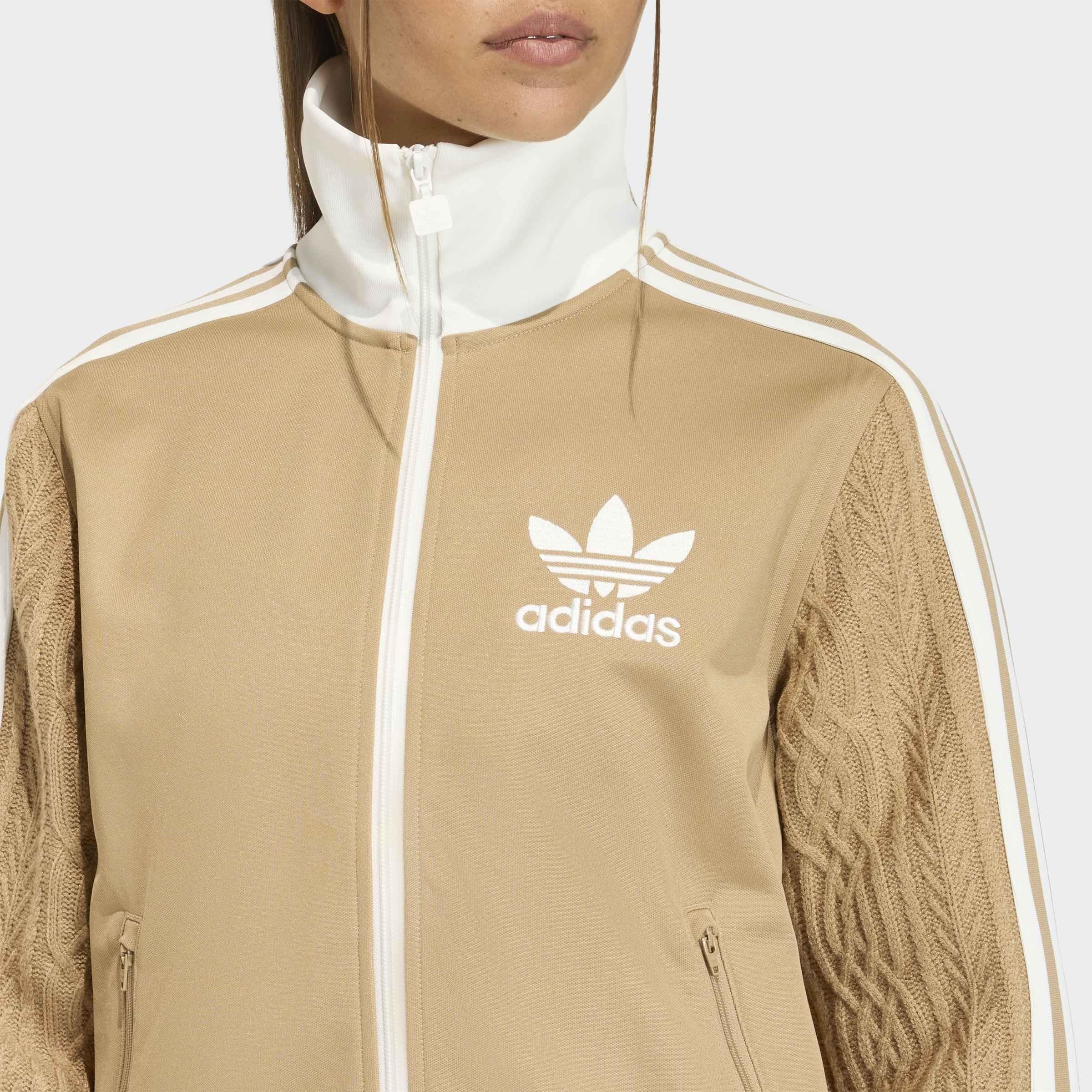 Adidas Originals Knit Classic Track Top, Beige, A701_ONE, large image number 3