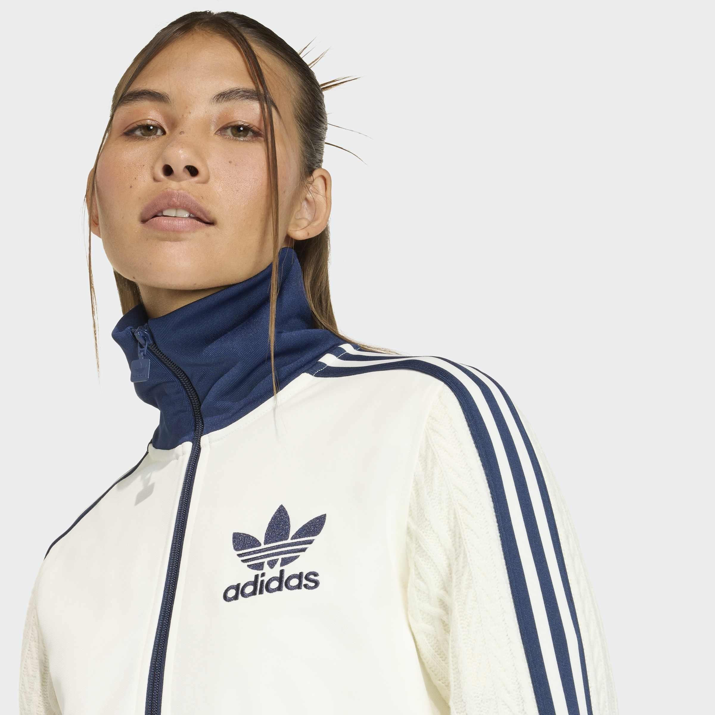 Adidas Originals Knit Classic Track Top, White, A701_ONE, large image number 2