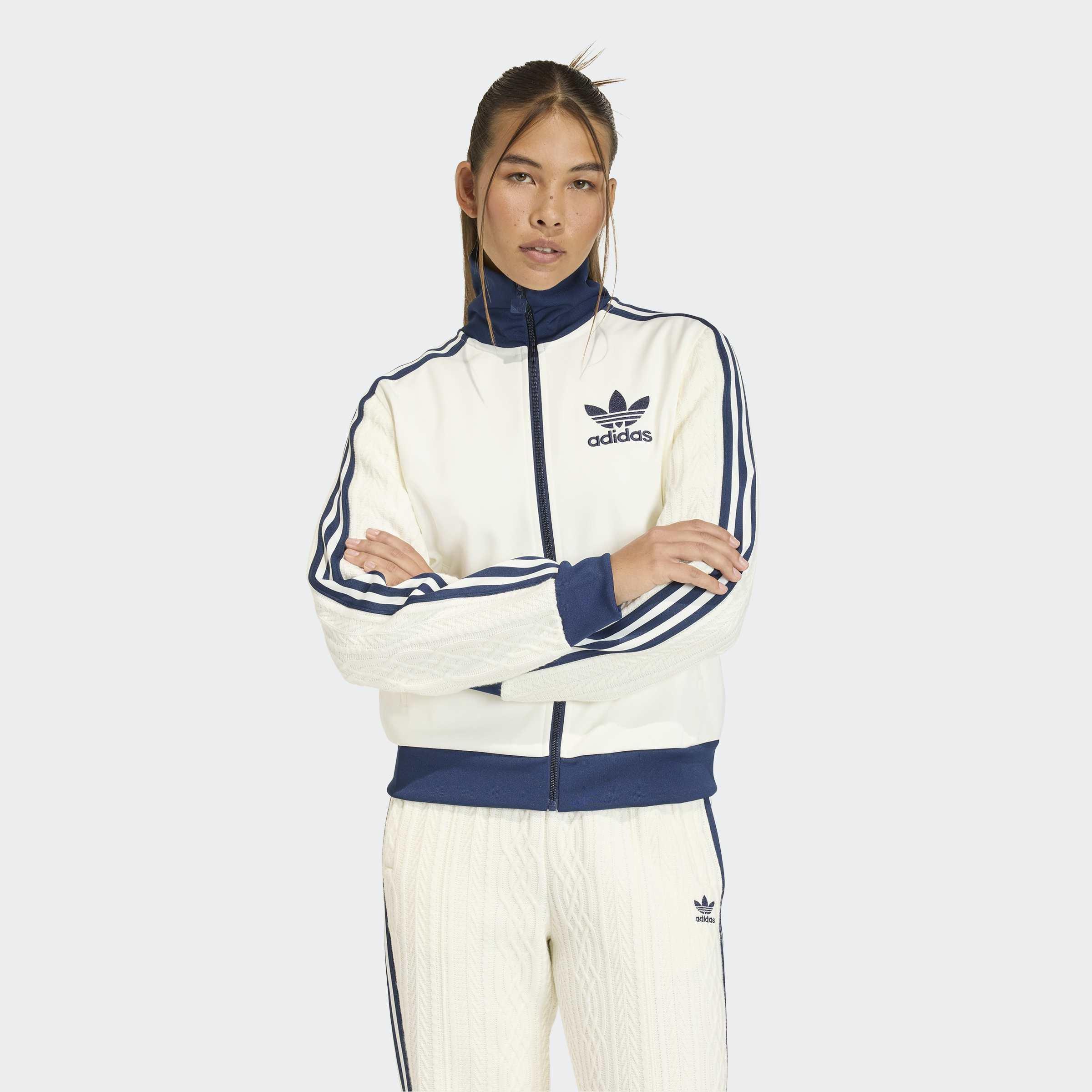 Adidas Originals Knit Classic Track Top, White, A701_ONE, large image number 5