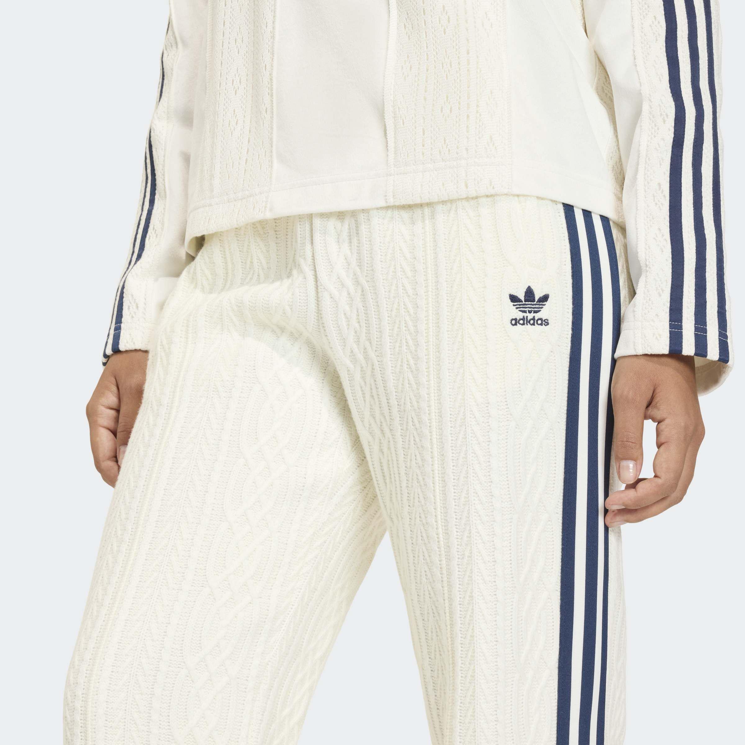 Adidas Originals Knit Classic Track Trousers, White, A701_ONE, large image number 2