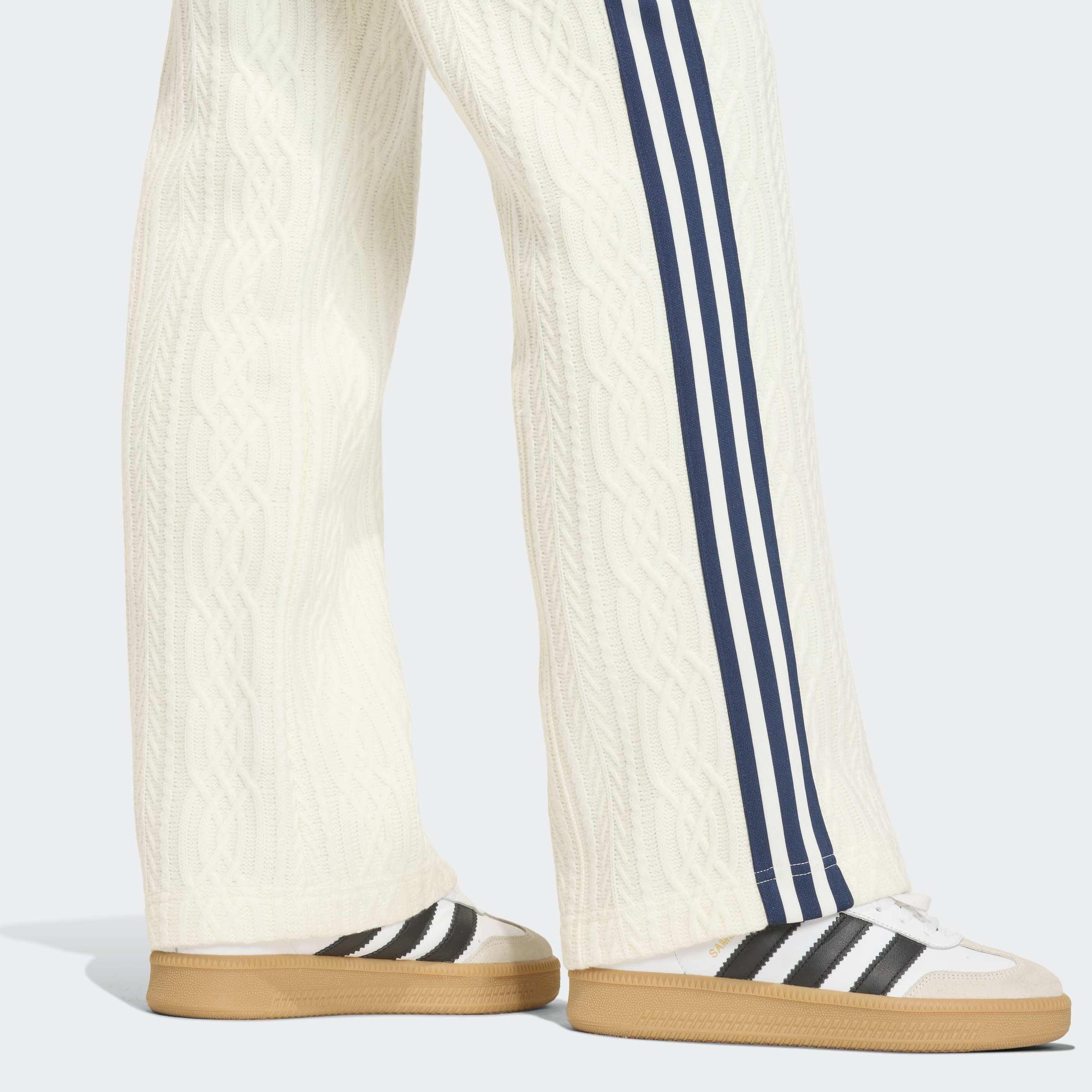 Adidas Originals Knit Classic Track Trousers, White, A701_ONE, large image number 3