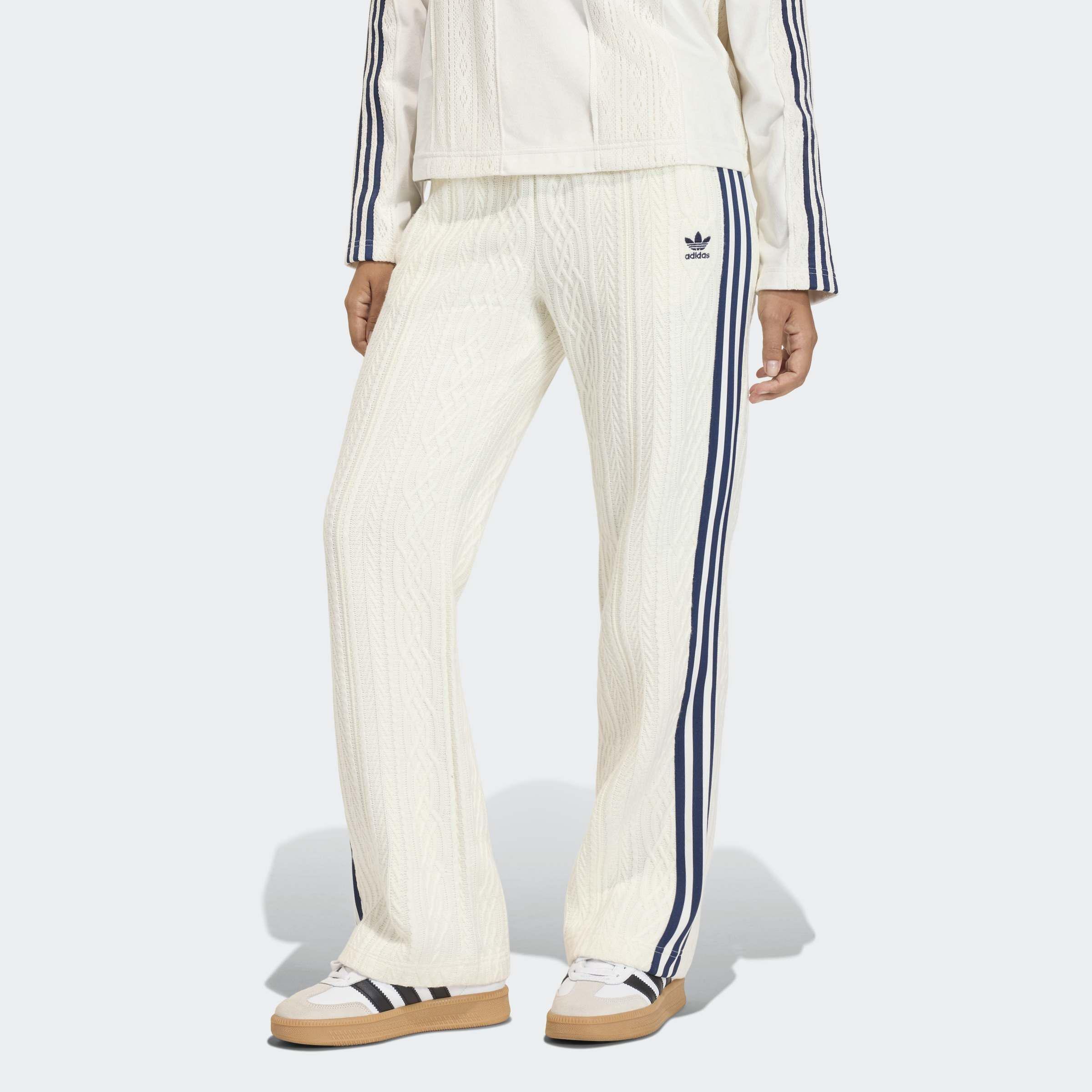 Adidas Originals Knit Classic Track Trousers, White, A701_ONE, large image number 5