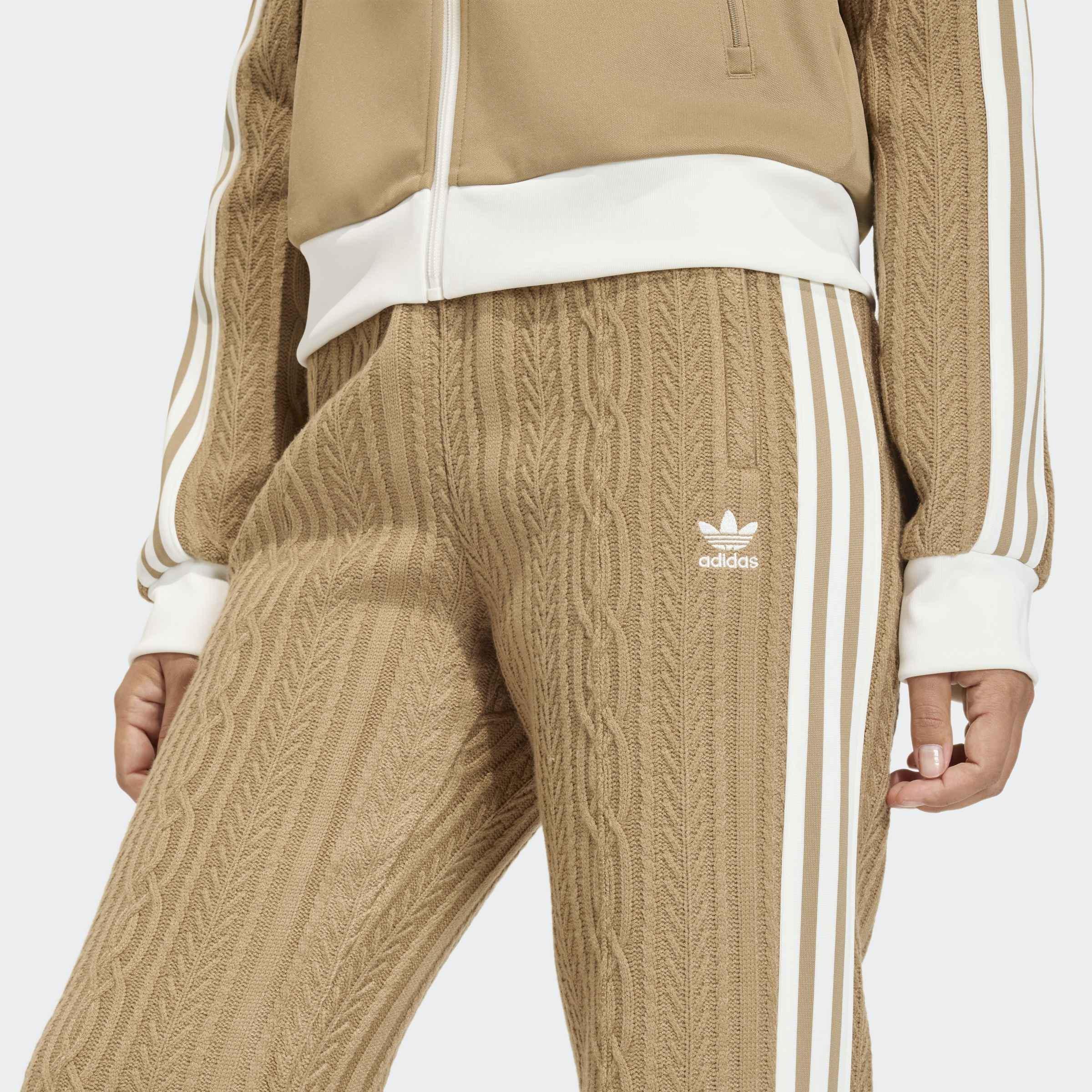 Adidas Originals Knit Classic Track Trousers, Beige, A701_ONE, large image number 3