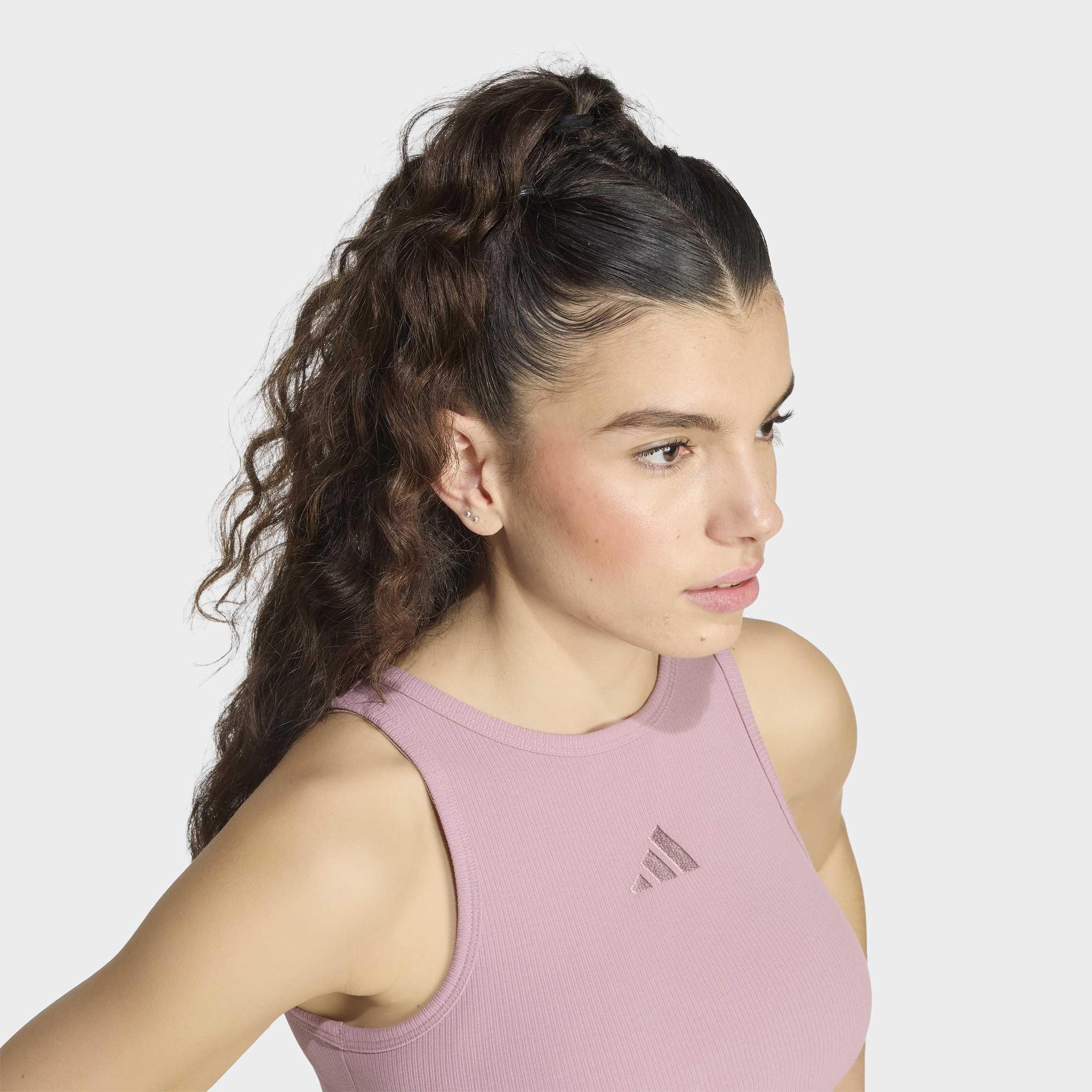 Adidas Kit Small Logo Rib Tank Top, Purple, A701_ONE, large image number 3