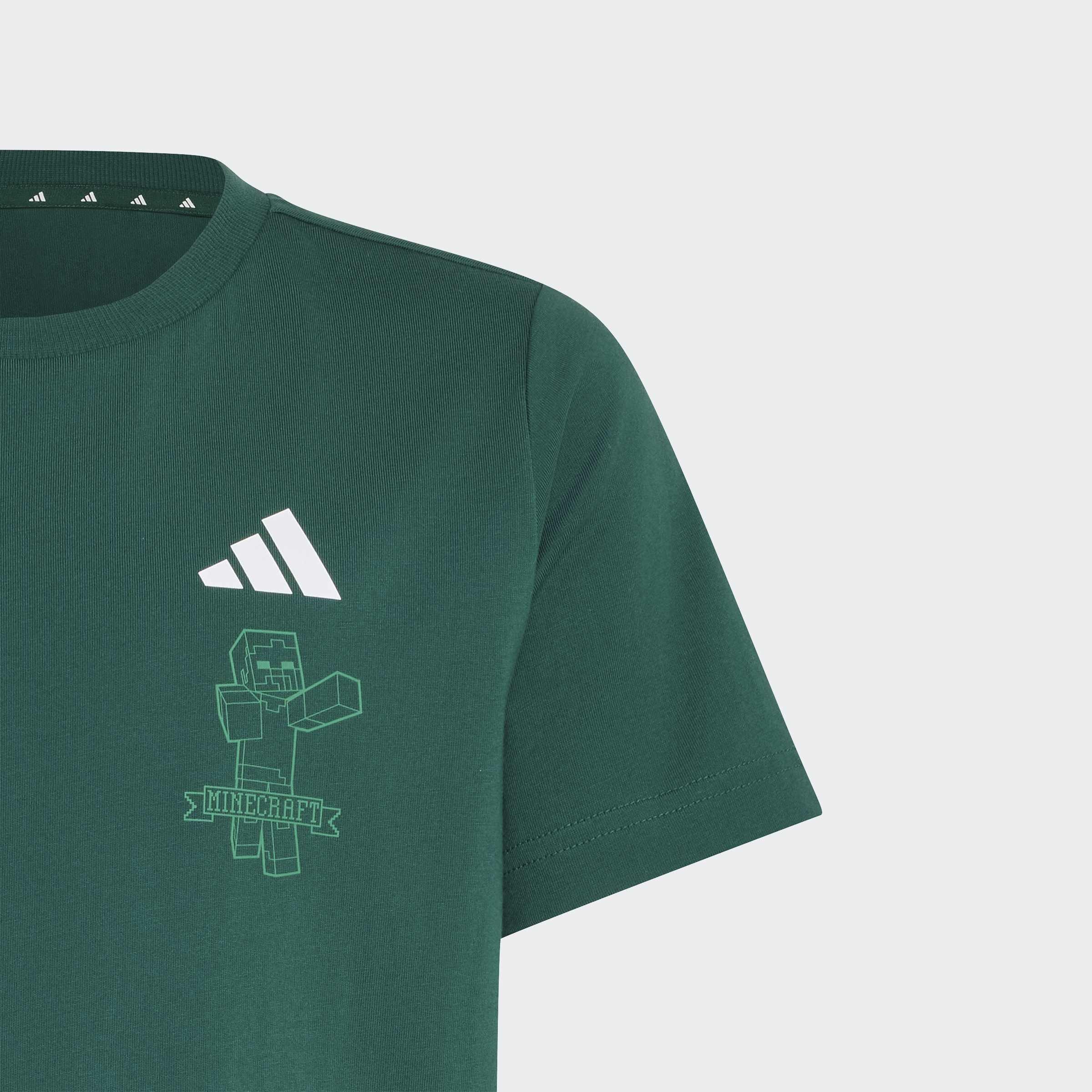 Kids Unisex adidas Minecraft T-Shirt, Green, A701_ONE, large image number 4
