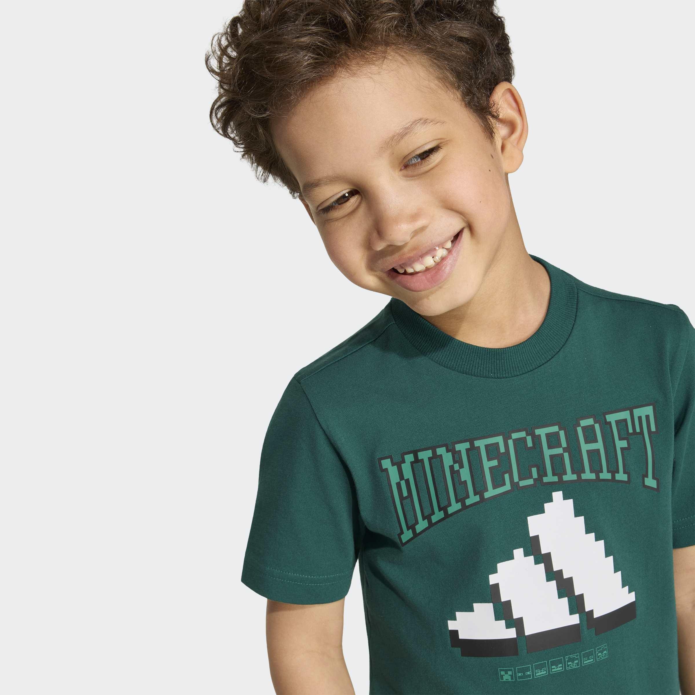 Kids Unisex adidas Minecraft T-Shirt Set, Green, A701_ONE, large image number 3