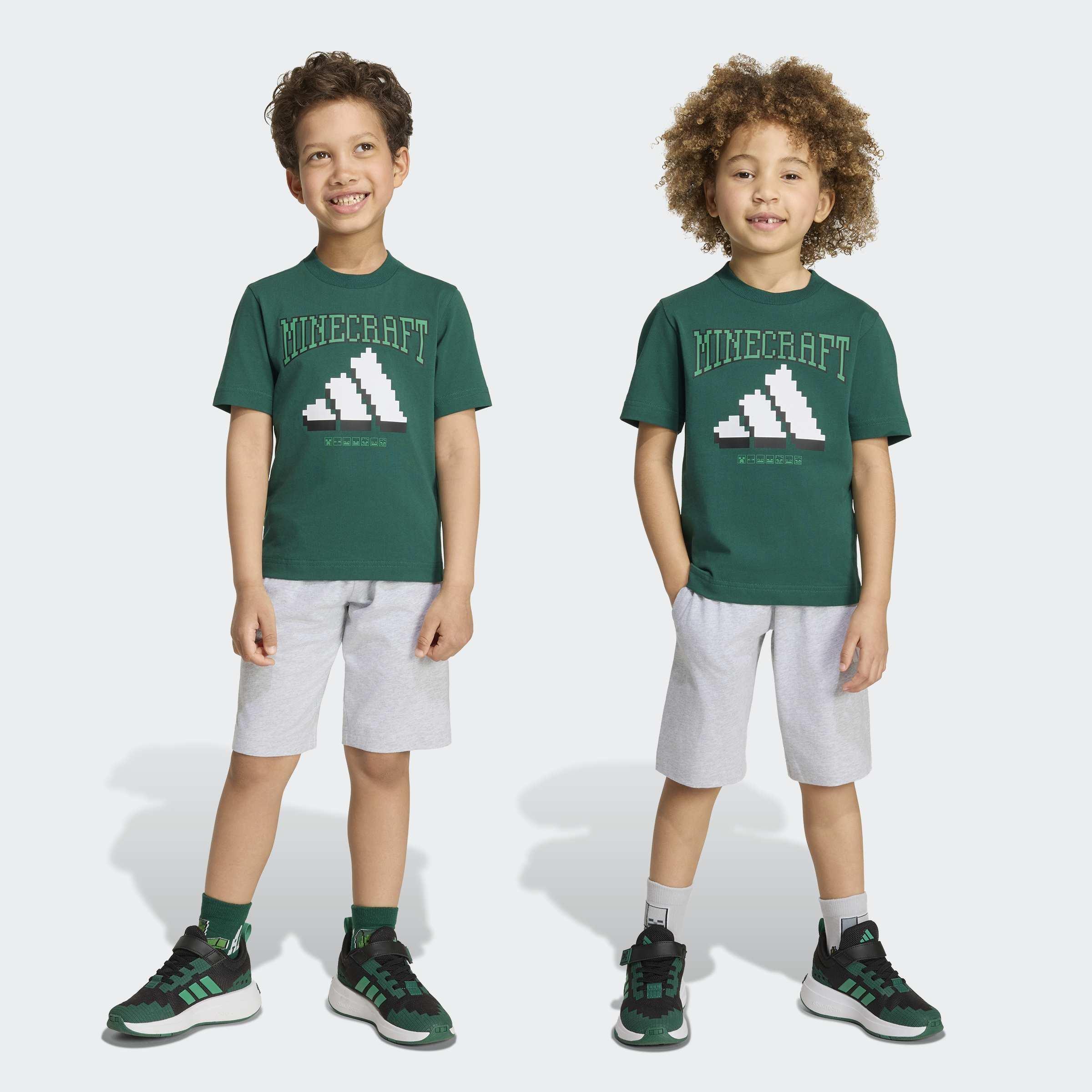Kids Unisex adidas Minecraft T-Shirt Set, Green, A701_ONE, large image number 8