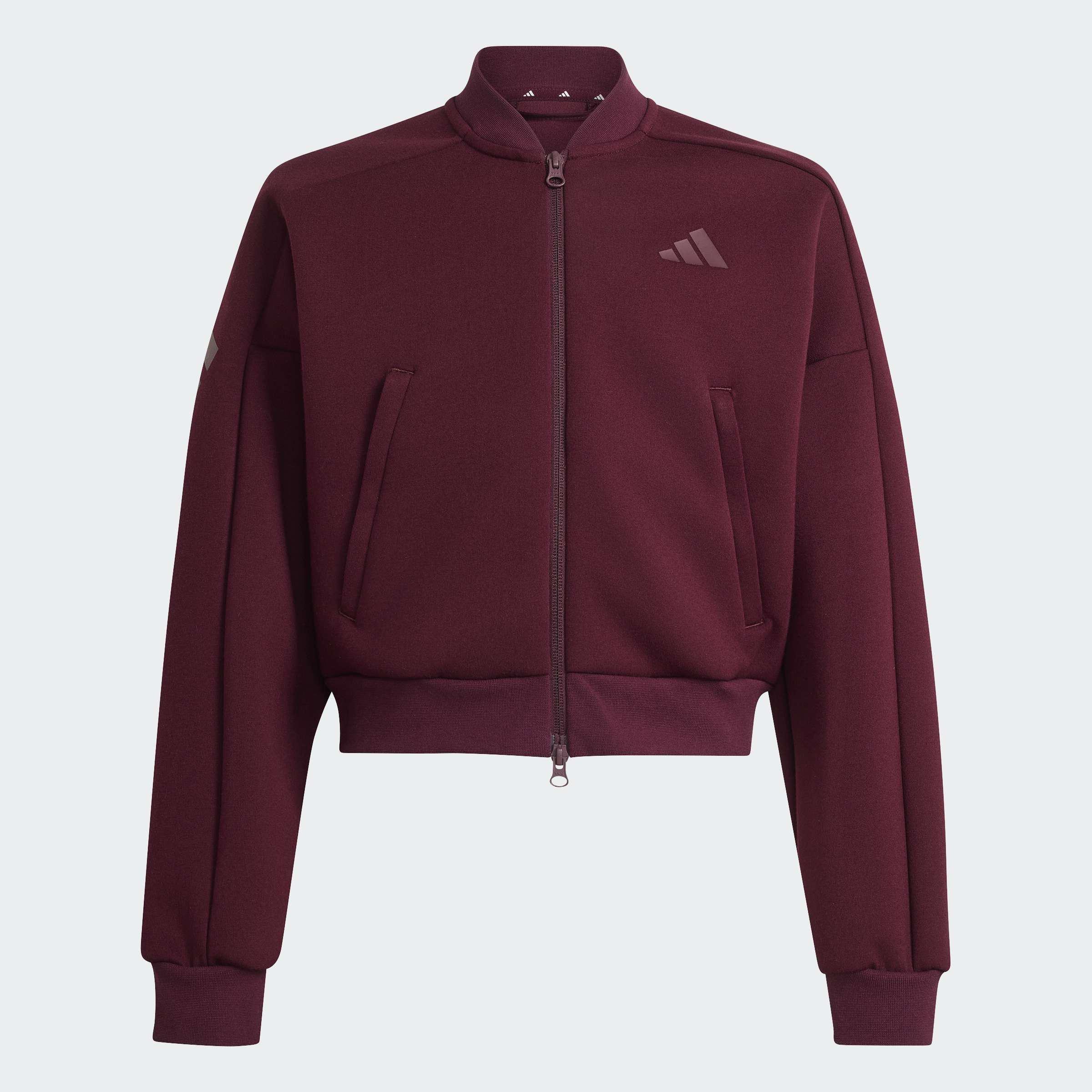 Kids Future Icons 3 Stripes Full Zip Track Top, Burgundy, A701_ONE, large image number 0