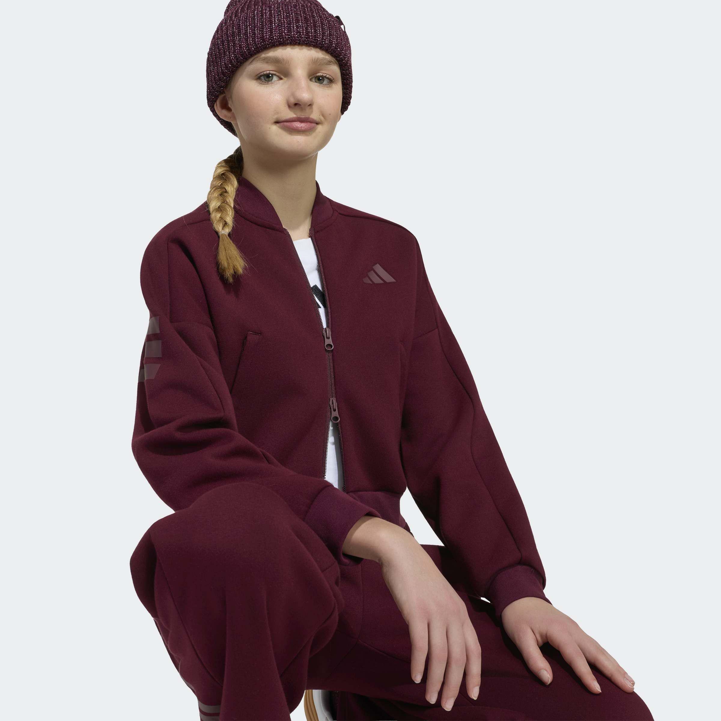 Kids Future Icons 3 Stripes Full Zip Track Top, Burgundy, A701_ONE, large image number 3