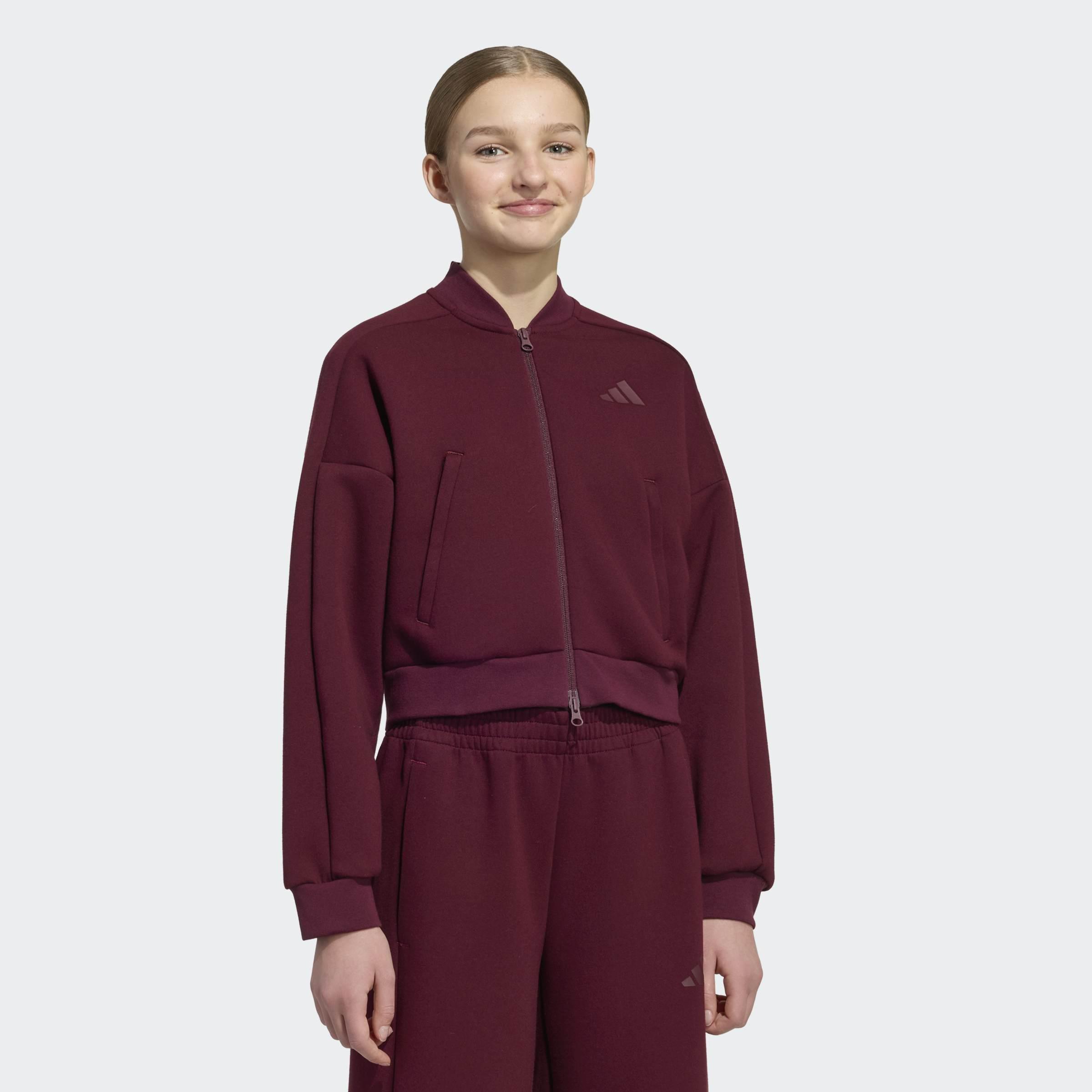 Kids Future Icons 3 Stripes Full Zip Track Top, Burgundy, A701_ONE, large image number 4