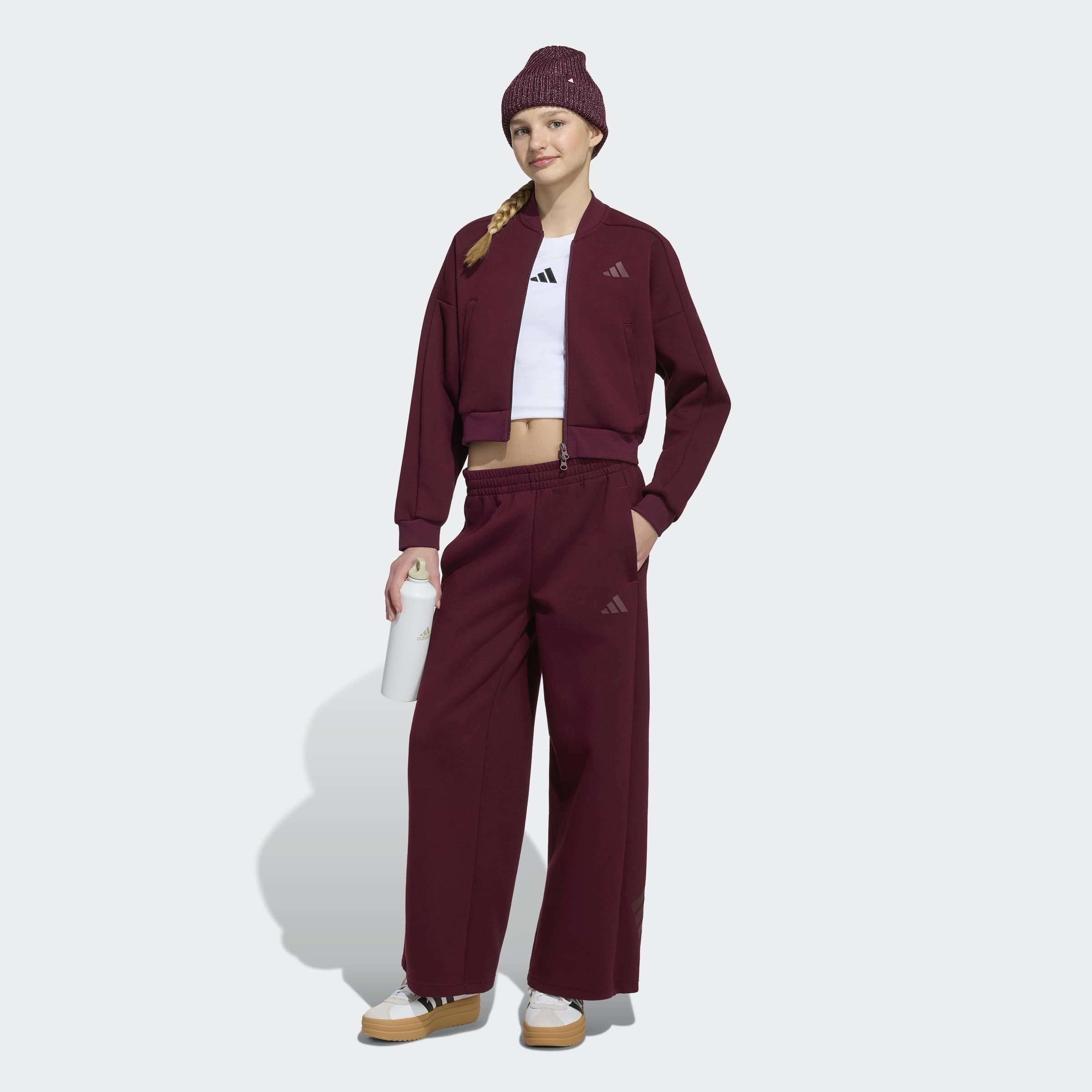 Kids Future Icons 3 Stripes Full Zip Track Top, Burgundy, A701_ONE, large image number 5