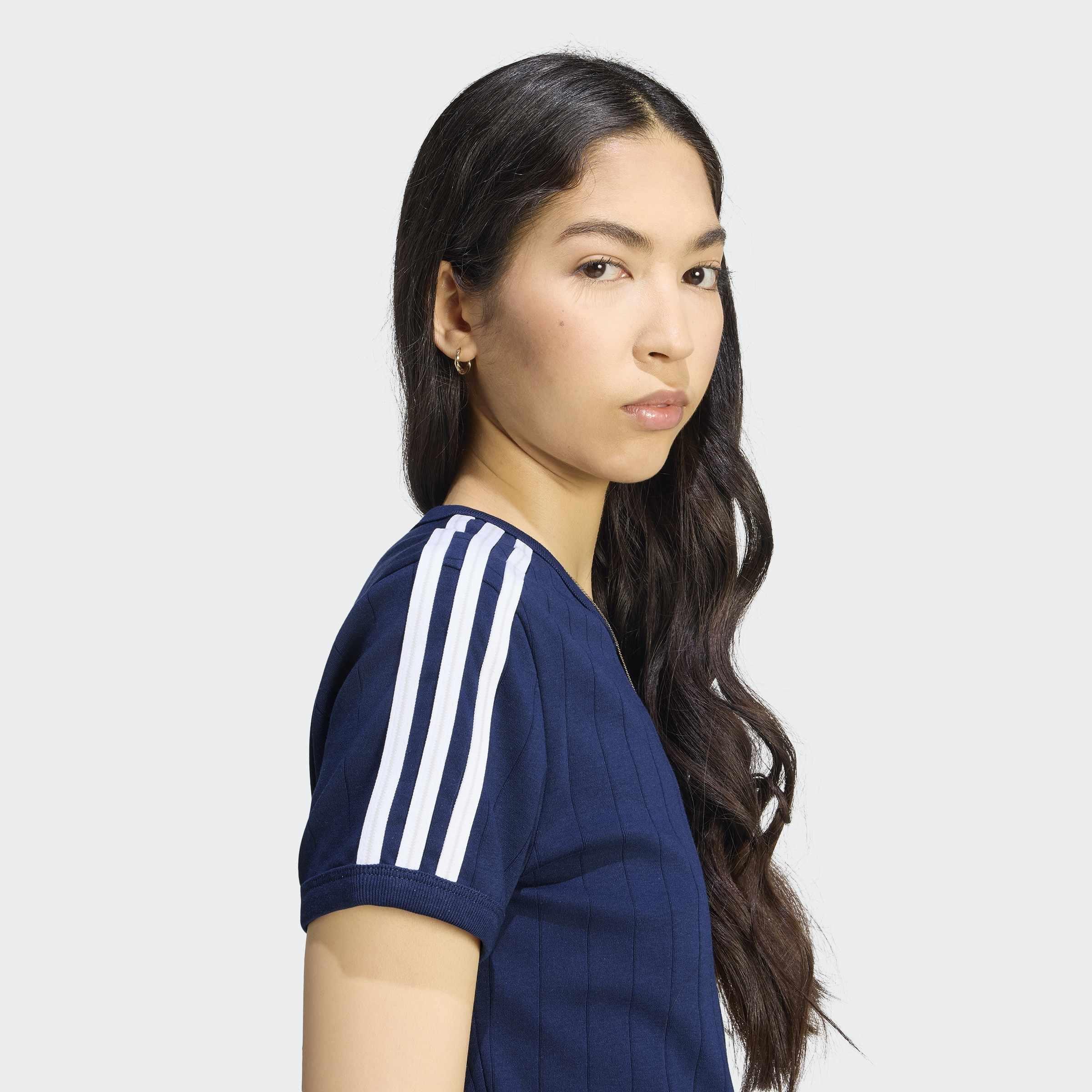 Pinstripe Short Sleeve Slim T-Shirt, Blue, A701_ONE, large image number 2