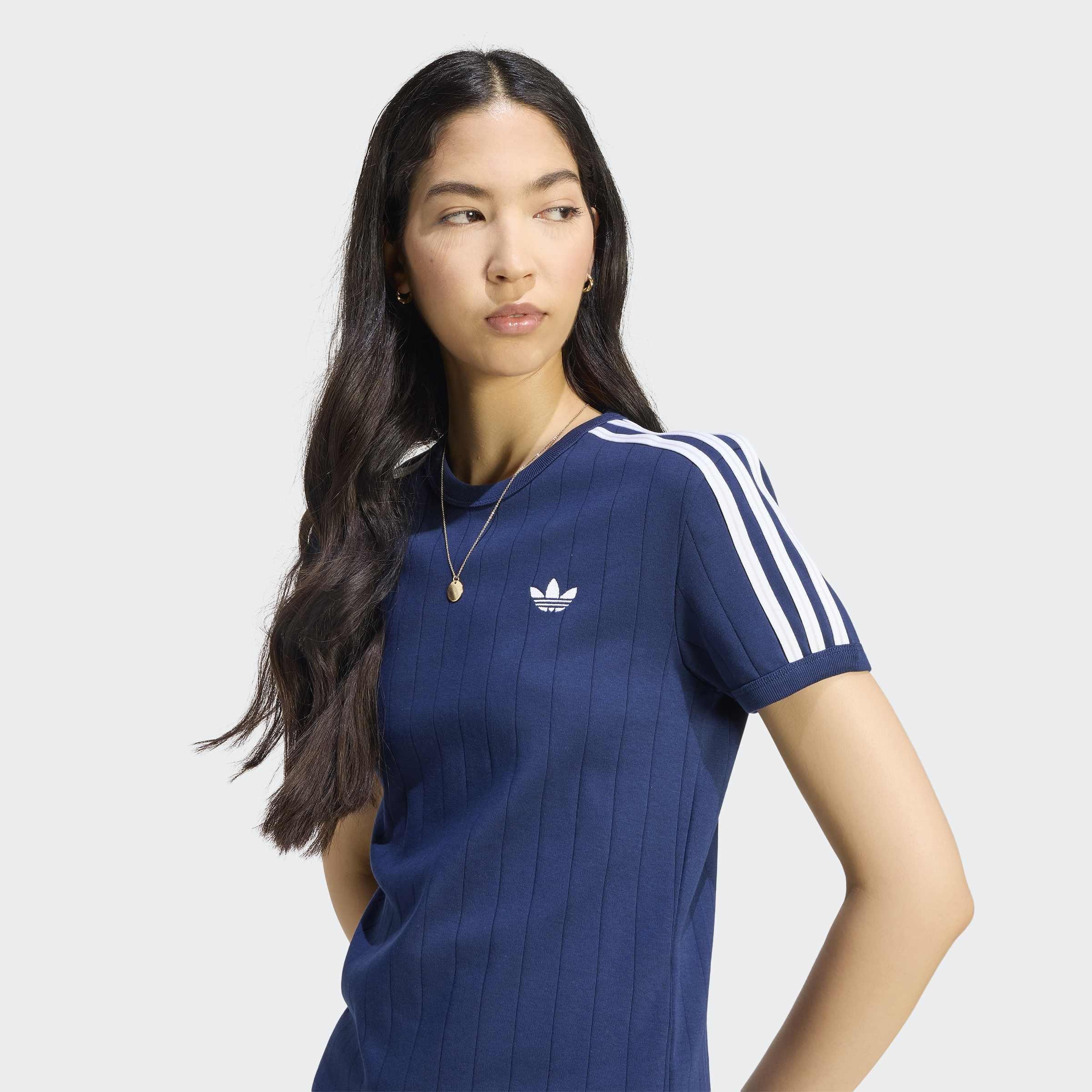 Pinstripe Short Sleeve Slim T-Shirt, Blue, A701_ONE, large image number 3