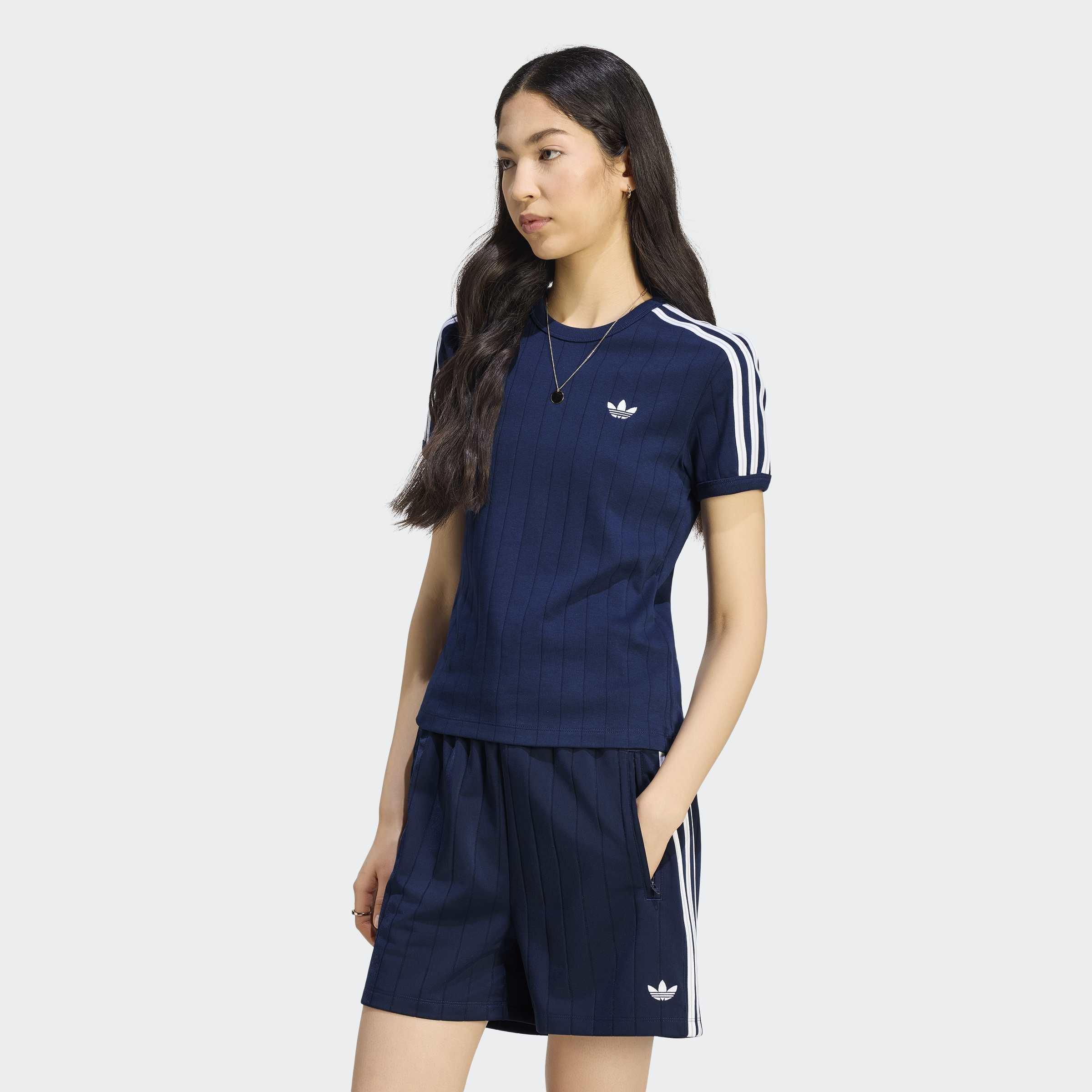 Pinstripe Short Sleeve Slim T-Shirt, Blue, A701_ONE, large image number 5