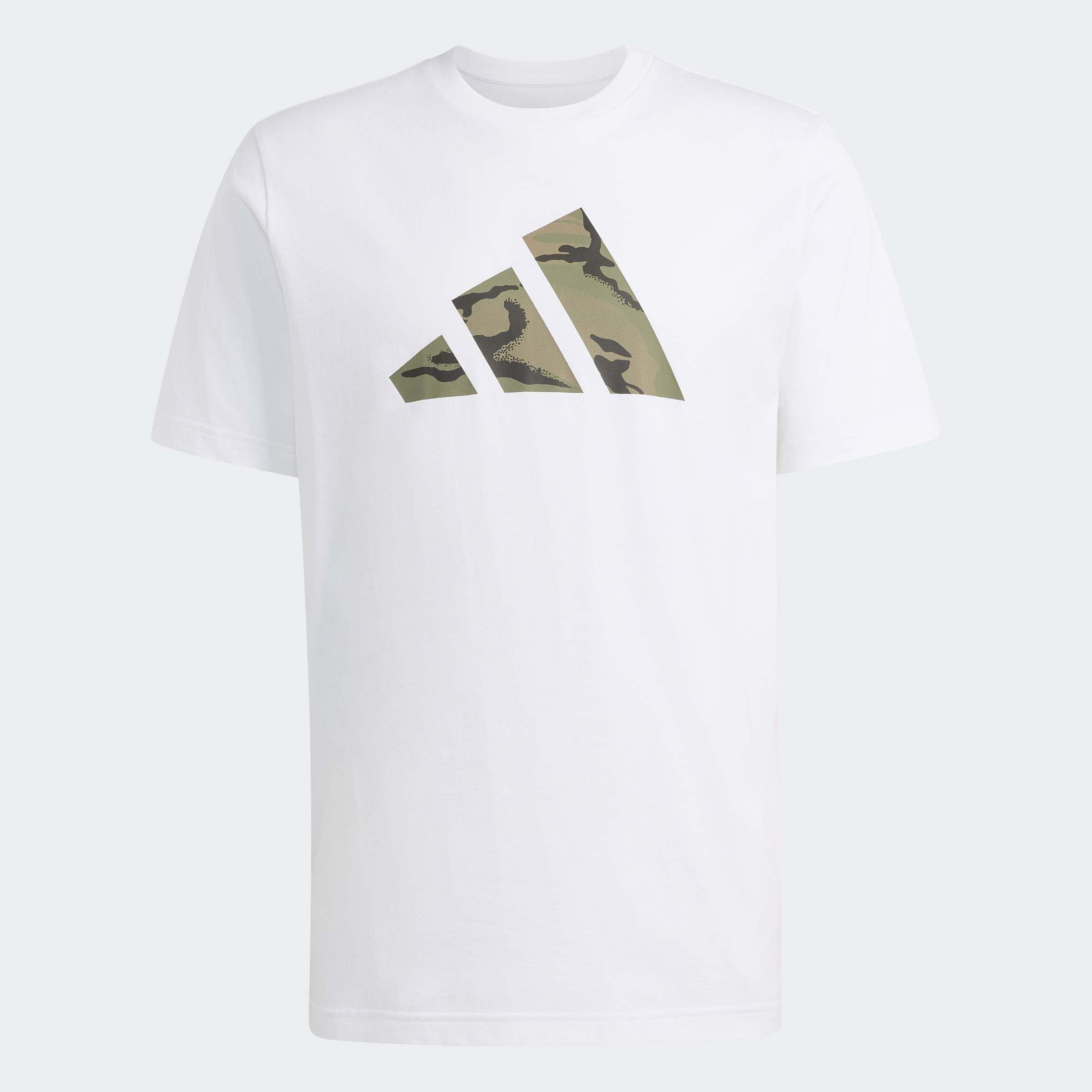 Camo Three Bar Logo Graphic T-Shirt, White