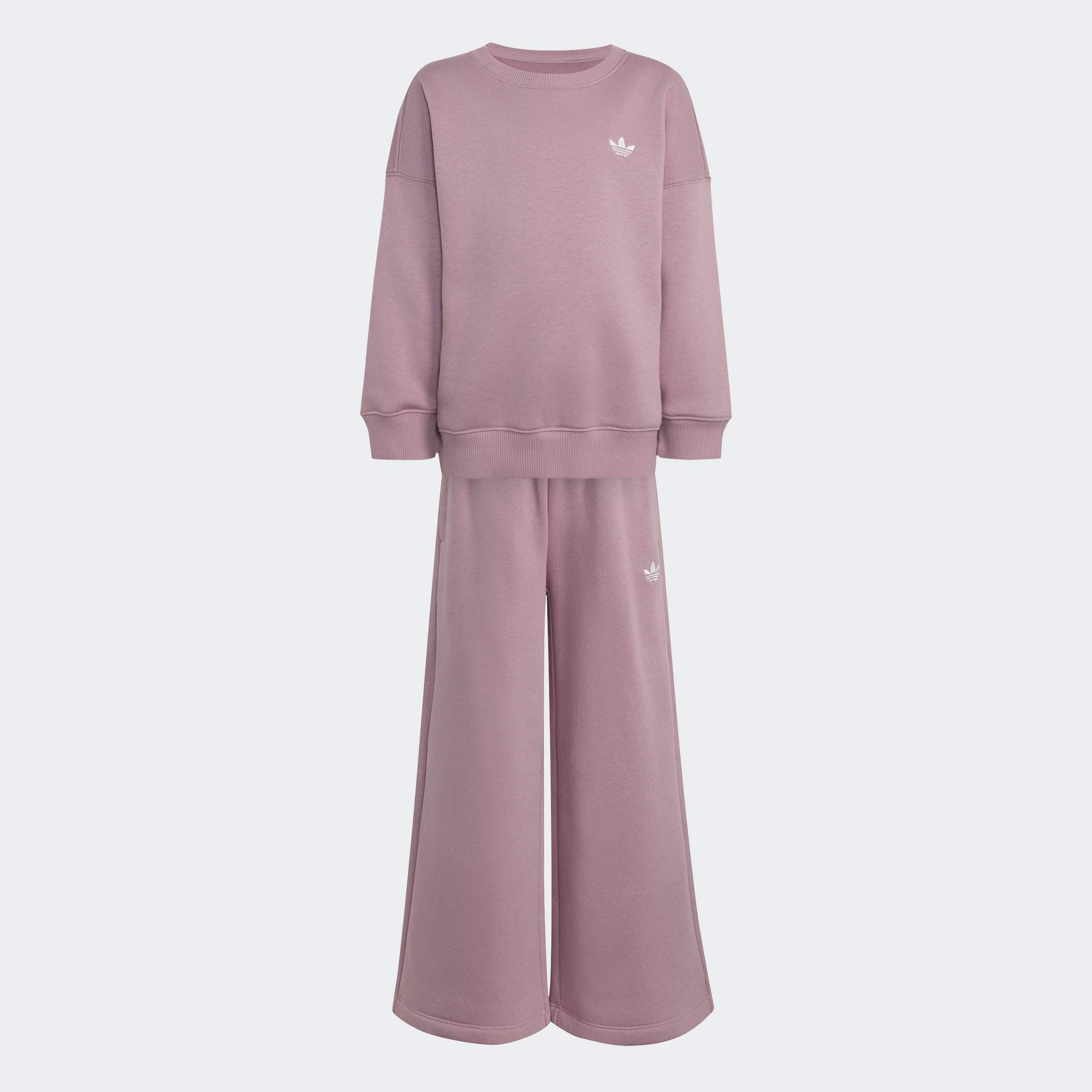 Kids Unisex Loose Crew Top & Wide Leg Pants Set, Purple, A701_ONE, medium