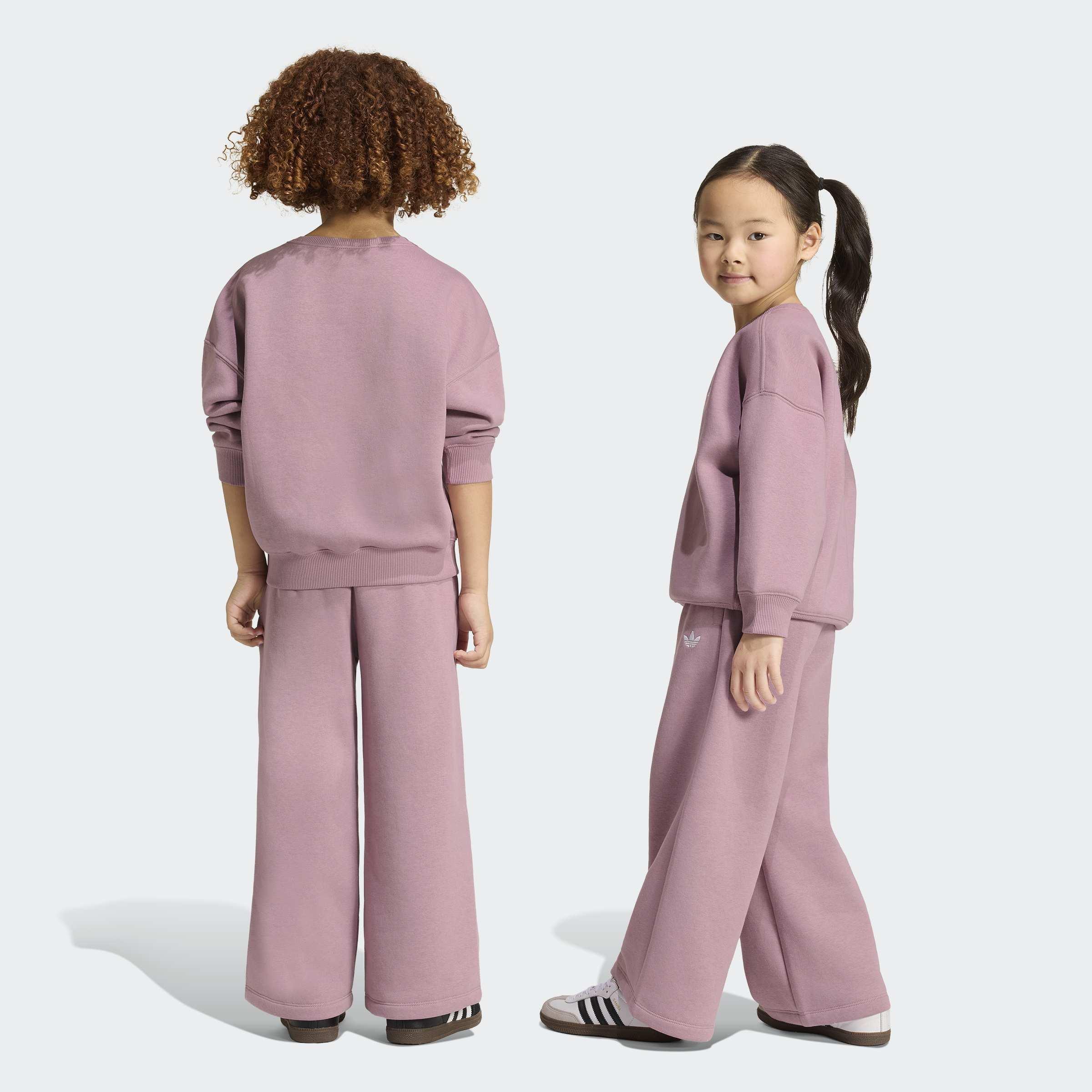 Kids Unisex Loose Crew Top & Wide Leg Pants Set, Purple