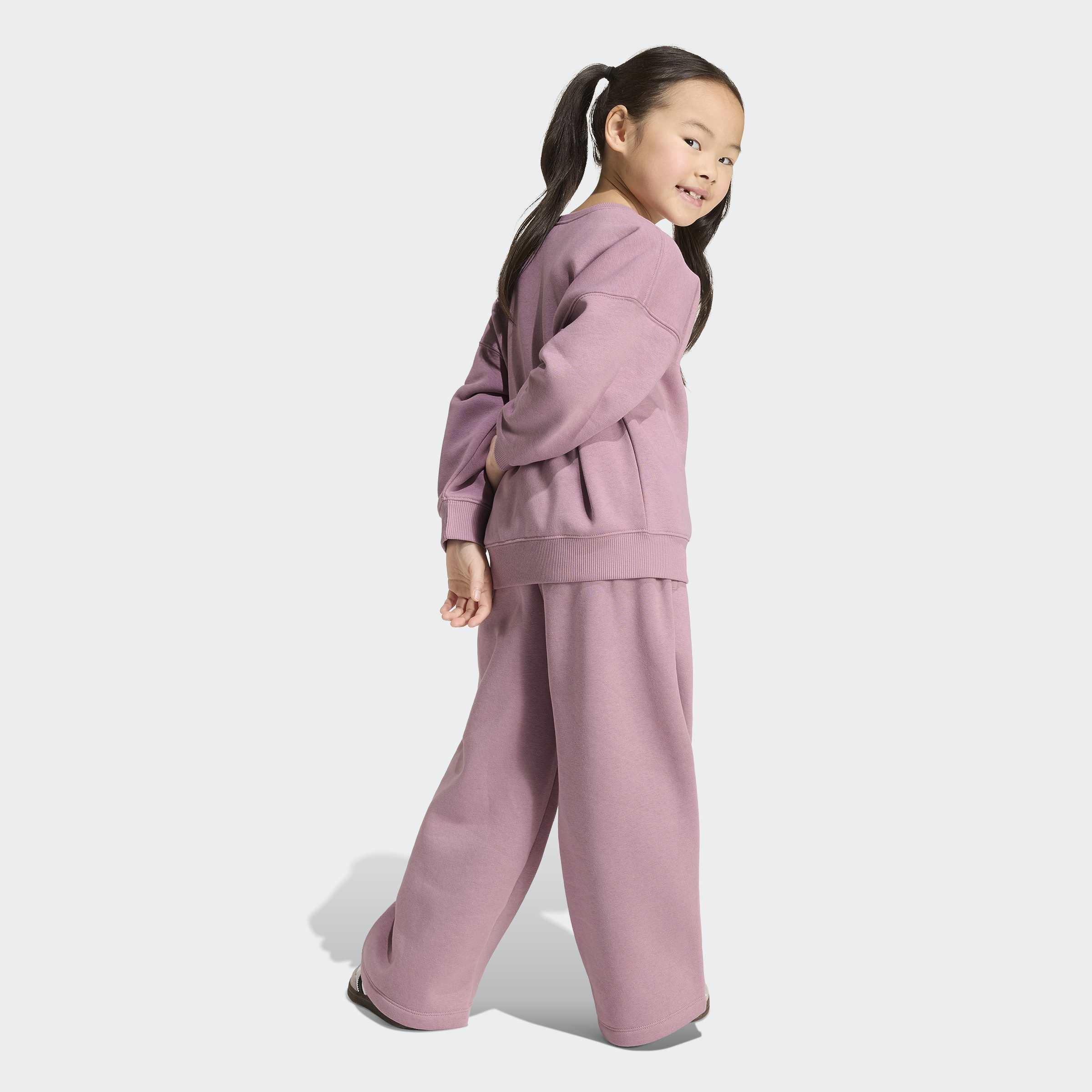 Kids Unisex Loose Crew Top & Wide Leg Pants Set, Purple, A701_ONE, medium