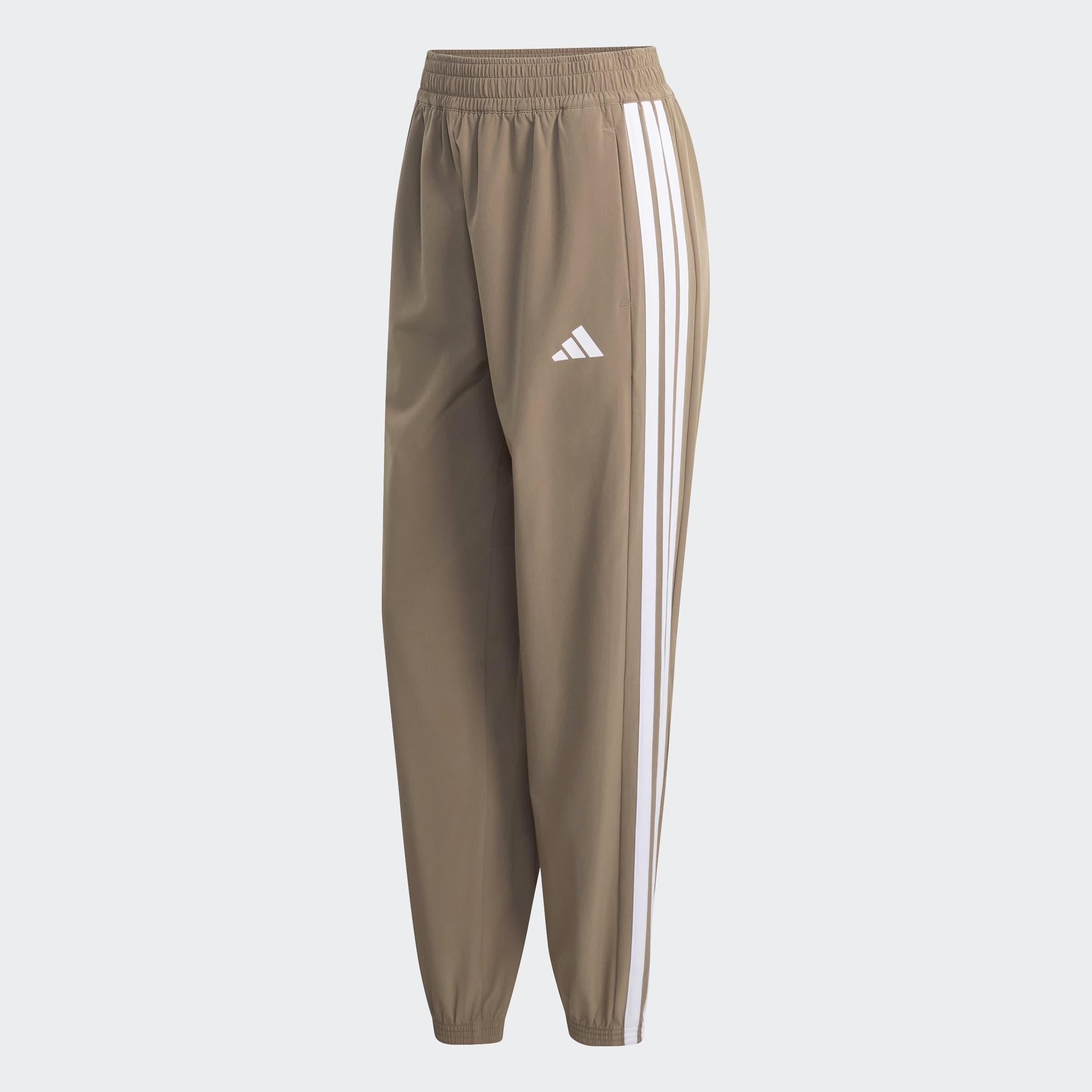 Train Essentials 3-Stripes Woven Joggers, Beige