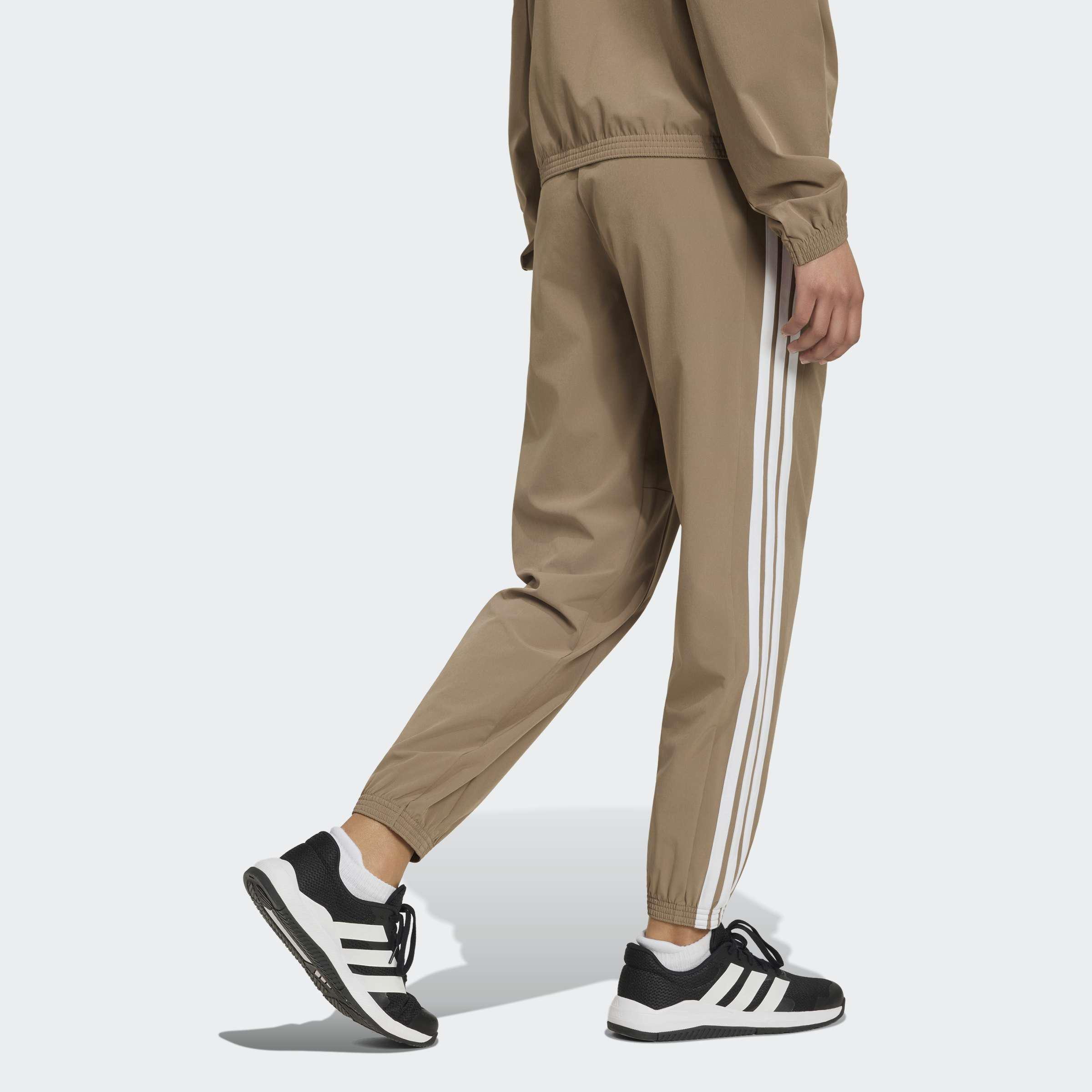 Train Essentials 3-Stripes Woven Joggers, Beige