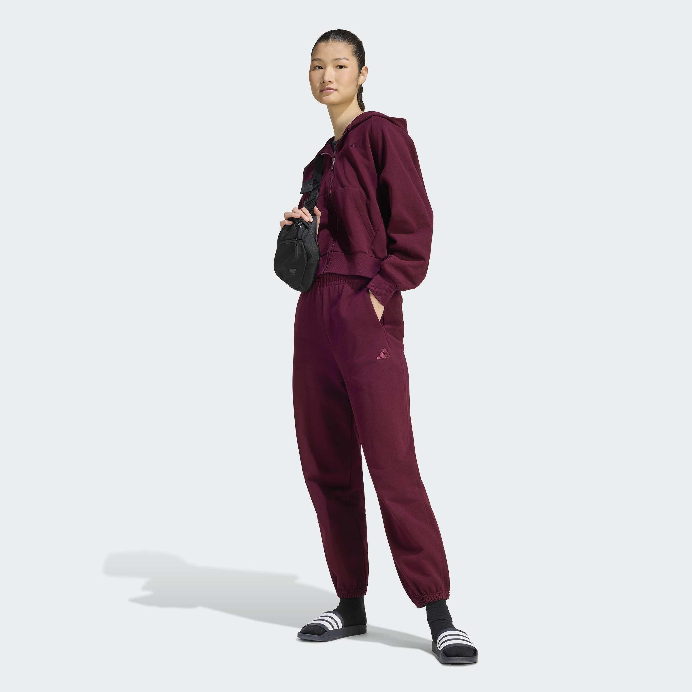 Adidas Kit Small Logo Regular Cuffed Joggers, Burgundy, A701_ONE, large image number 4