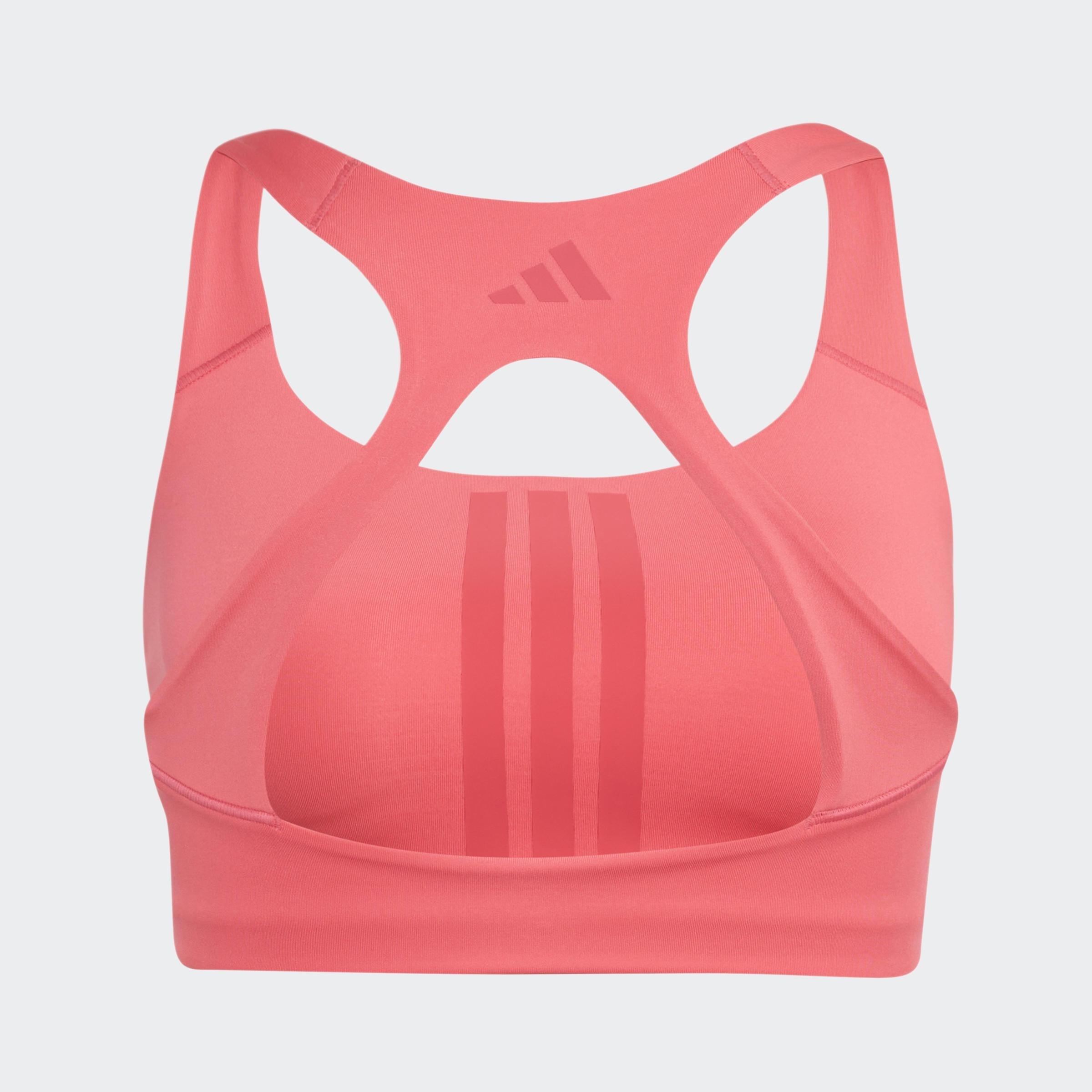 Optime Workout 3-Stripes Medium Support Bra, Pink, A701_ONE, large image number 2
