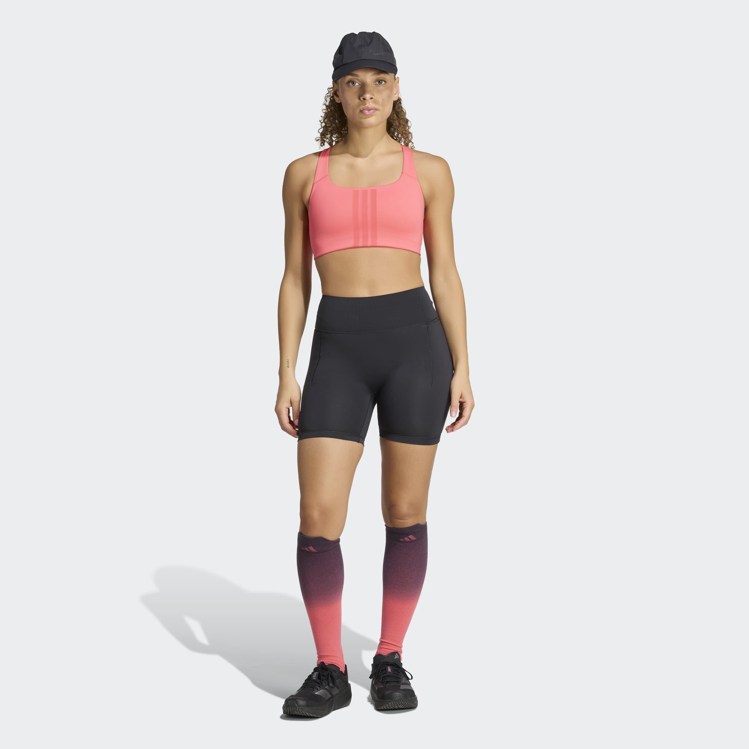 Optime Workout 3-Stripes Medium Support Bra, Pink, A701_ONE, large image number 7