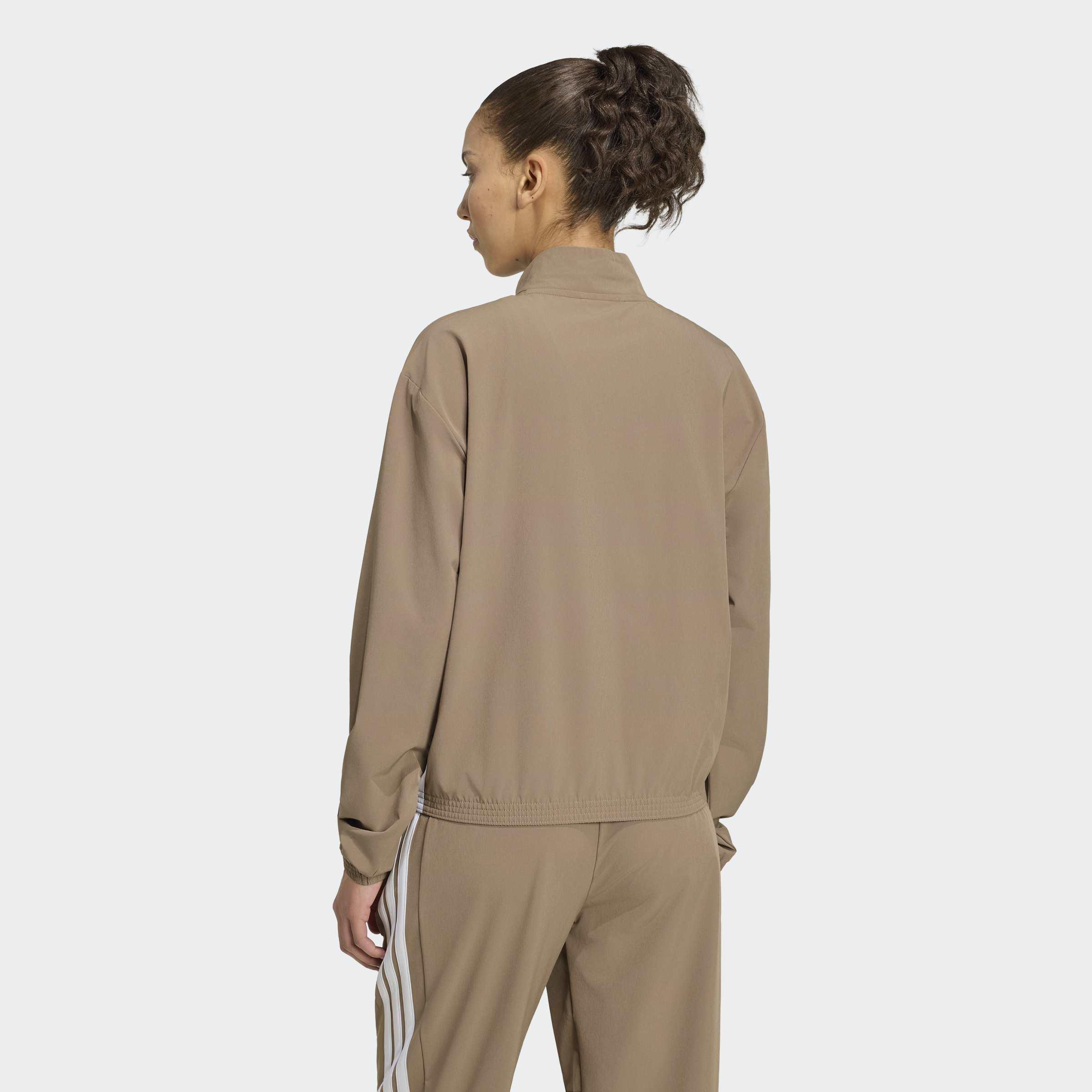Train Essentials 3-Stripes Woven Warm-Up Jacket, Beige