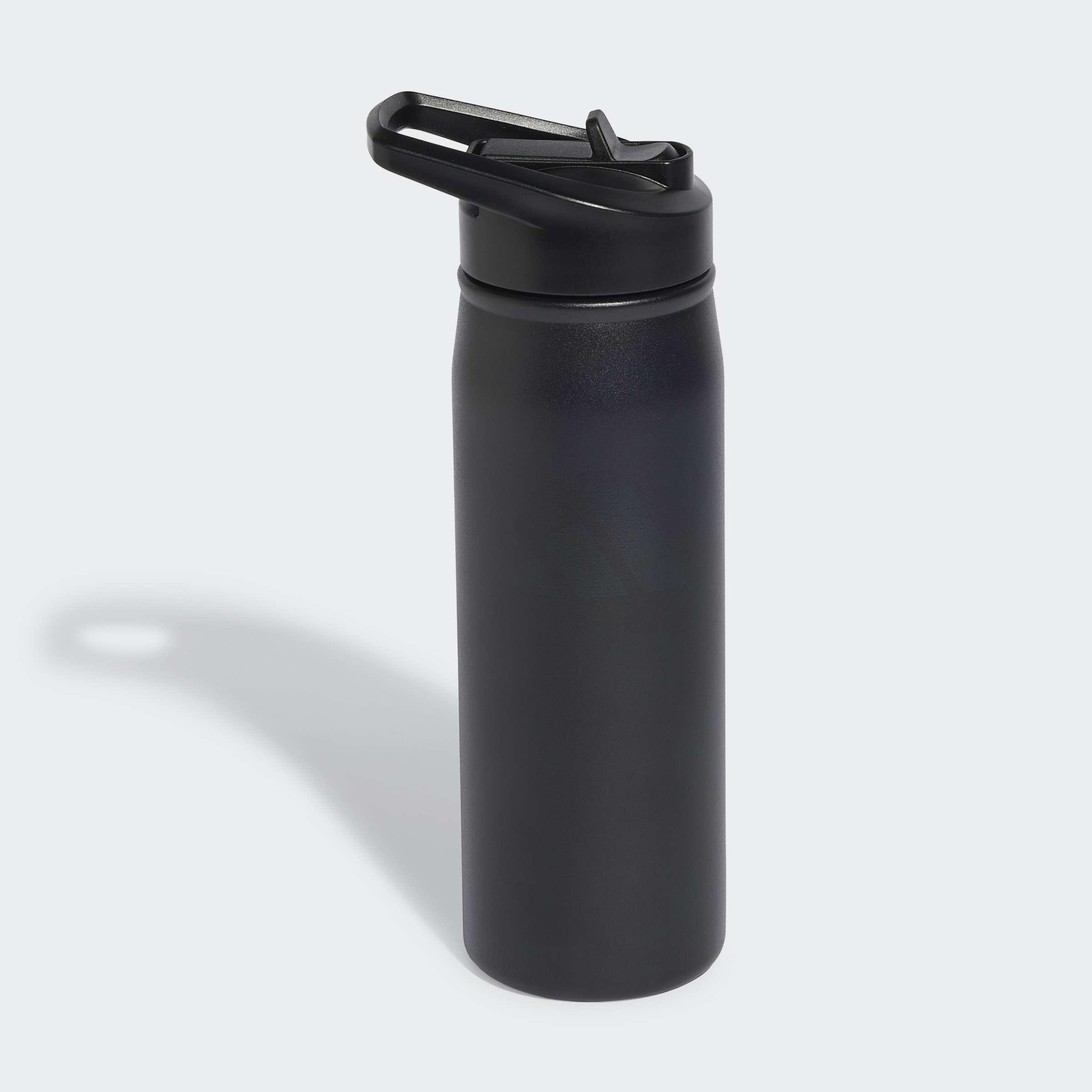 Unisex Metal Water Bottle Straw 0.6 Liter, Black