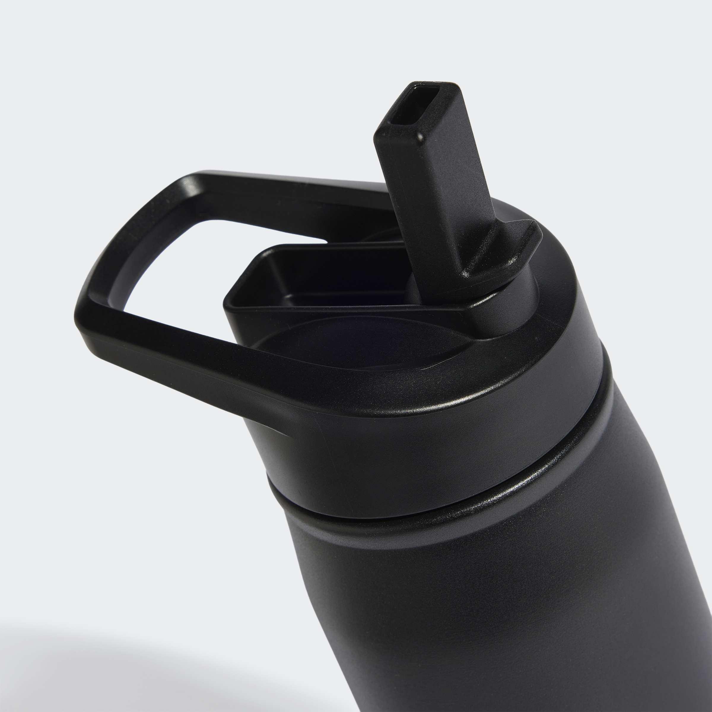 Unisex Metal Water Bottle Straw 0.6 Liter, Black